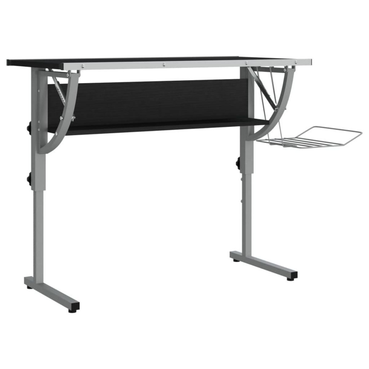 VIDAXL Bureau d'artisanat noir et gris 110x53x(58-87) cm