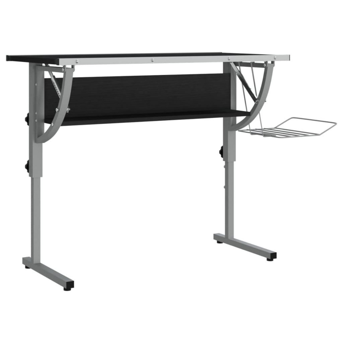 VIDAXL Bureau d'artisanat noir et gris 110x53x(58-87) cm
