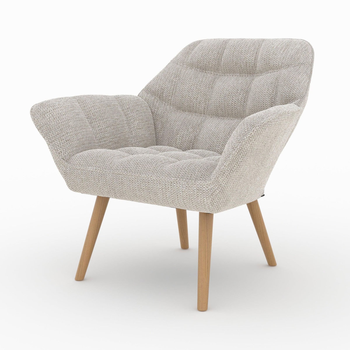 Rendez vous déco Fauteuil en tissu gris clair et pieds en bois-Simba