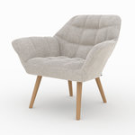 Rendez vous déco Fauteuil en tissu gris clair et pieds en bois-Simba