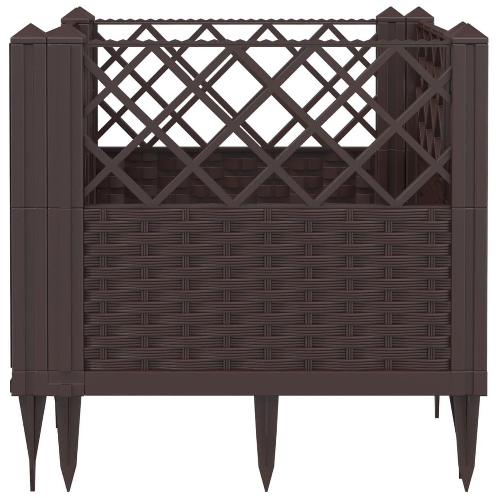 Voir la diapositive 5 : VIDAXL Jardiniere avec piquets marron 43,5x43,5x43,5 cm PP
