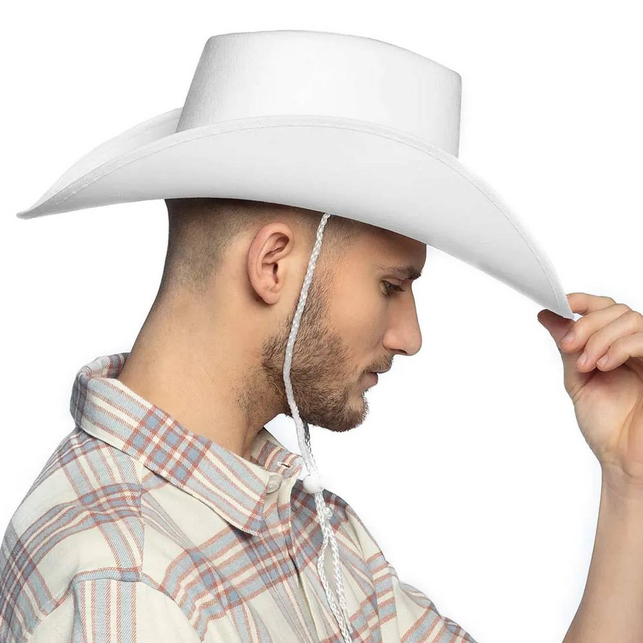 Voir la diapositive 3 : Boland Chapeau Texas Blanc - Adulte
