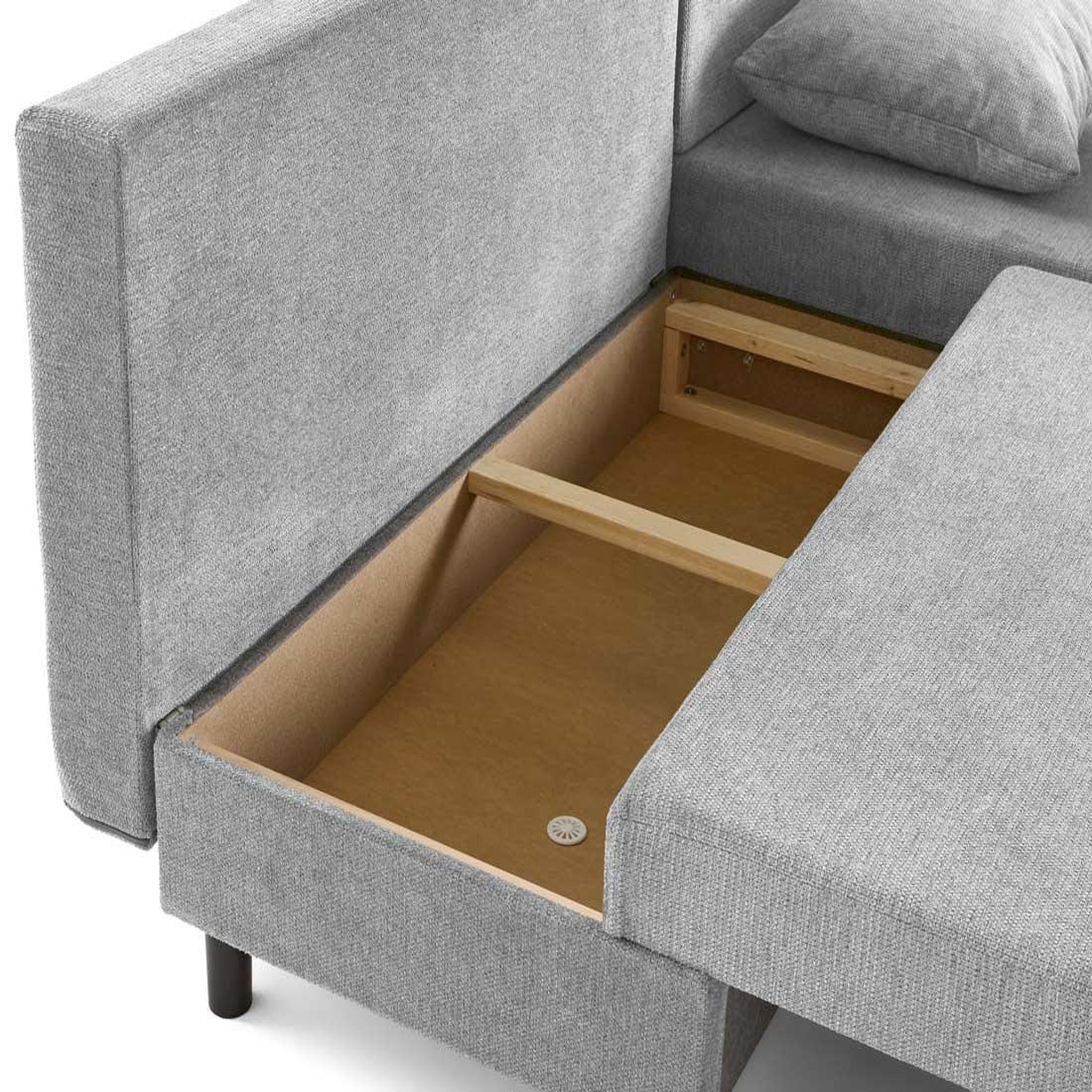 Voir la diapositive 4 : BEST MOBILIER Gloria - canapé d'angle réversible 4 places convertible avec coffre en tissu texturé