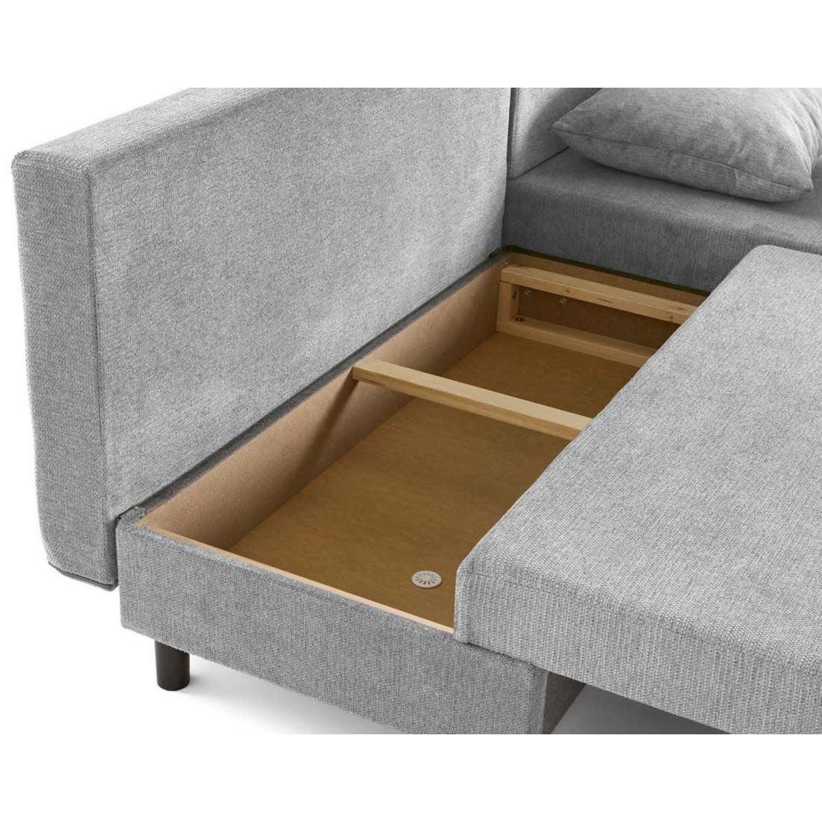 BEST MOBILIER Gloria - canapé d'angle réversible 4 places convertible avec coffre en tissu texturé