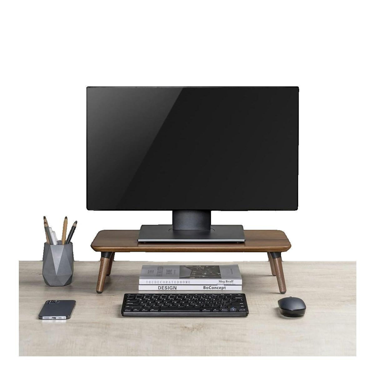 Mac Lean Support pour moniteurs Maclean élégant en bois d'acajou et pieds en hêtre