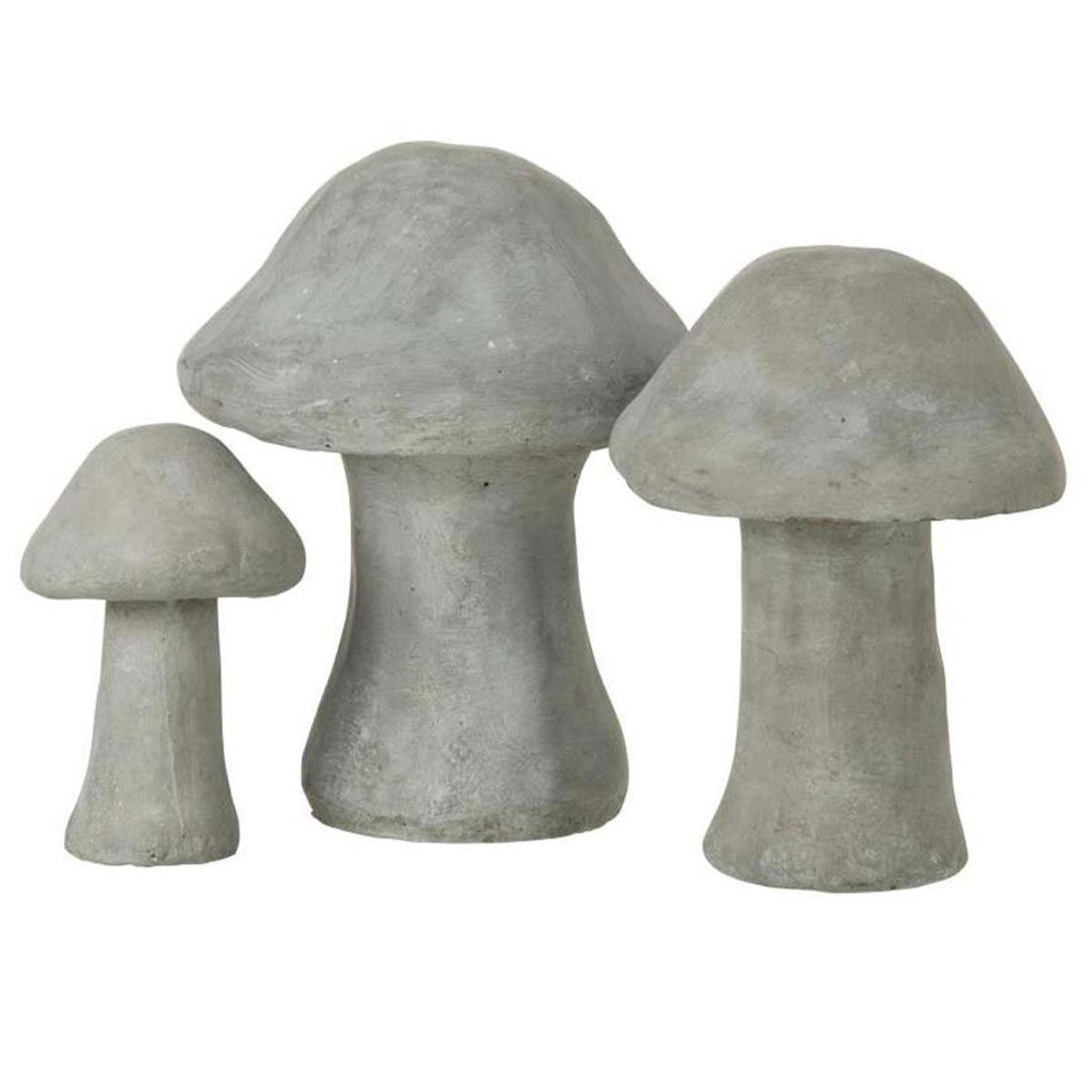 Voir la diapositive 1 : J-LINE Lot de 3 Champignons Déco  Ciment  19cm Gris