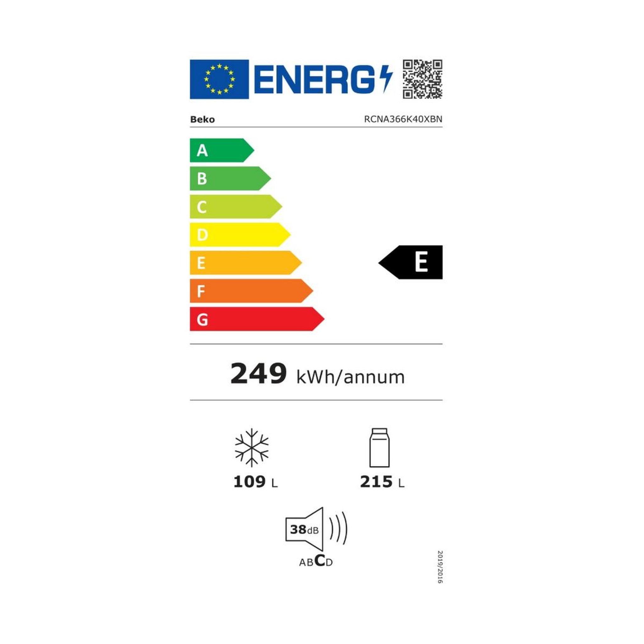 Voir la diapositive 2 : Beko Réfrigérateur combiné 60cm 324l ventilé métal brossé - RCNA366K40XBN