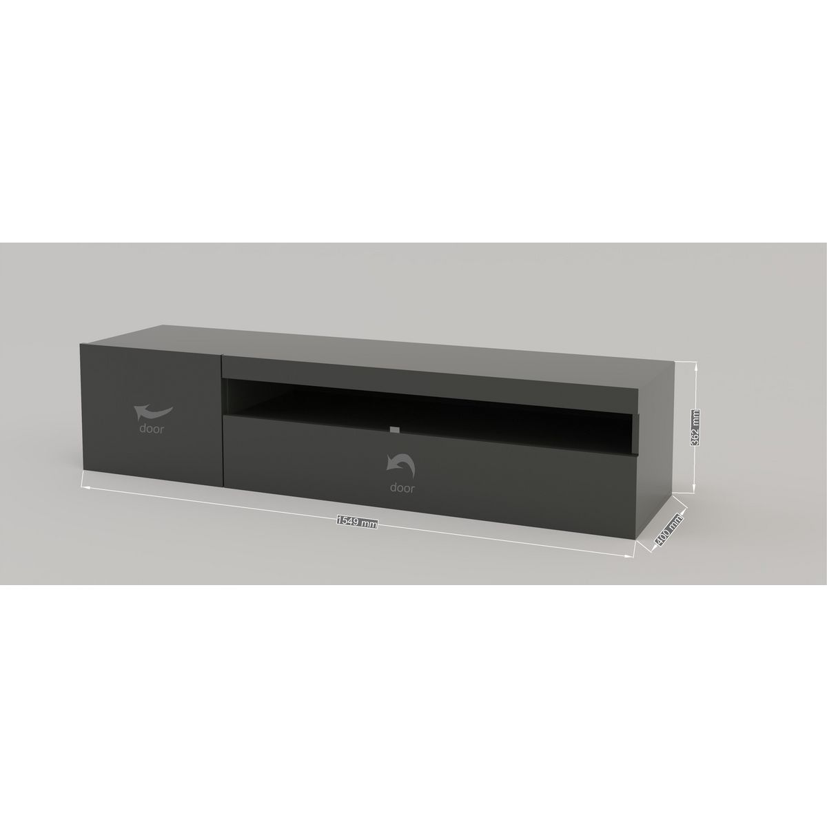 Meuble TV 150cm 2 portes 1 niche TECHNO