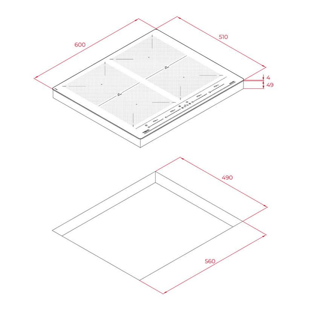TEKA Table de cuisson à induction 60cm 4 feux 8800w noir - IZF64600