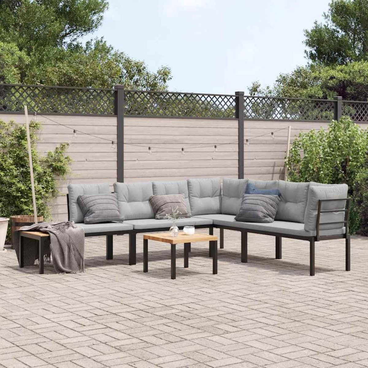 VIDAXL Ensemble de banc de jardin avec coussins 5 pcs noir
