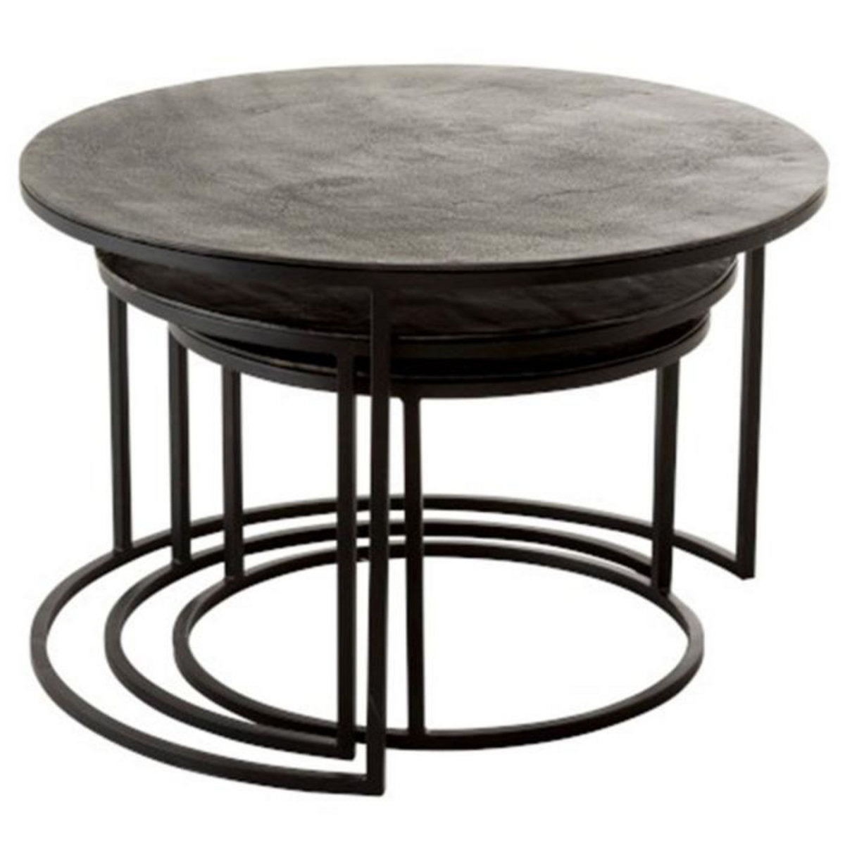 Paris Prix Lot de 3 Tables Gigognes  Oxidize  80cm Noir