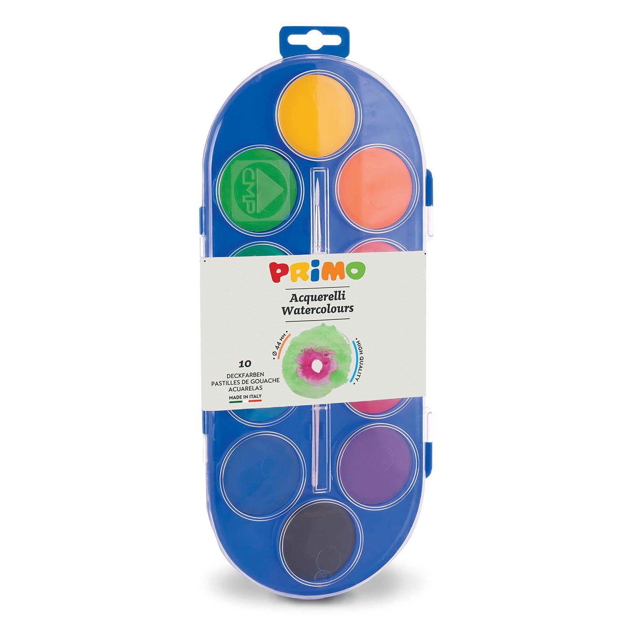 Voir la diapositive 2 : PRIMO Palette d'aquarelle 10 couleurs ø 44 mm