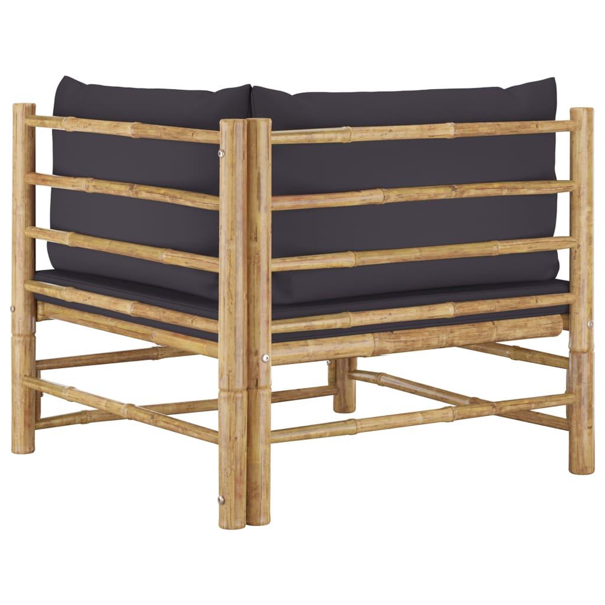 Voir la diapositive 5 : VIDAXL Salon de jardin 2 pcs avec coussins gris fonce bambou