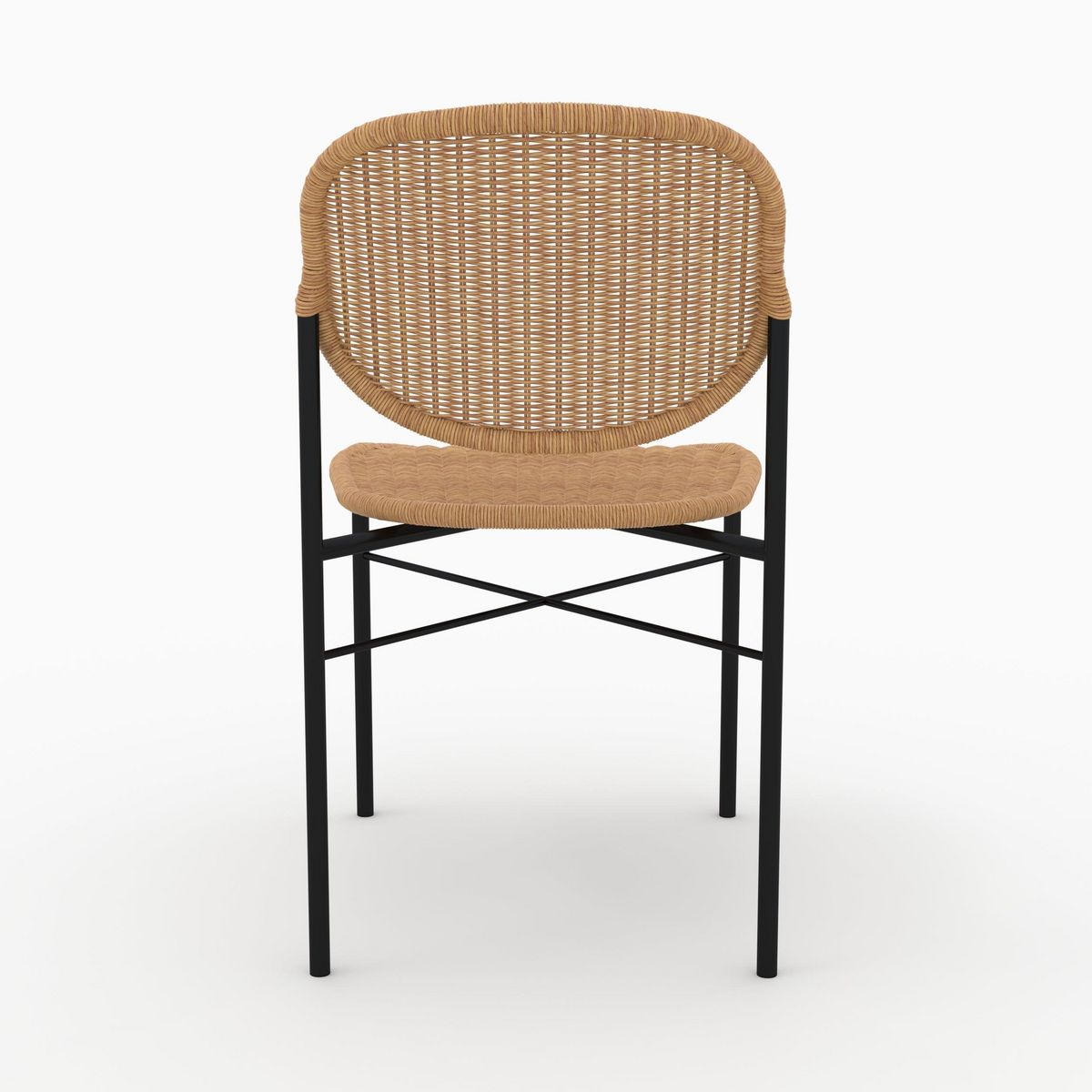 Rendez vous déco Lot de 2 chaises en résine tressée naturelle et pieds en métal - Messa