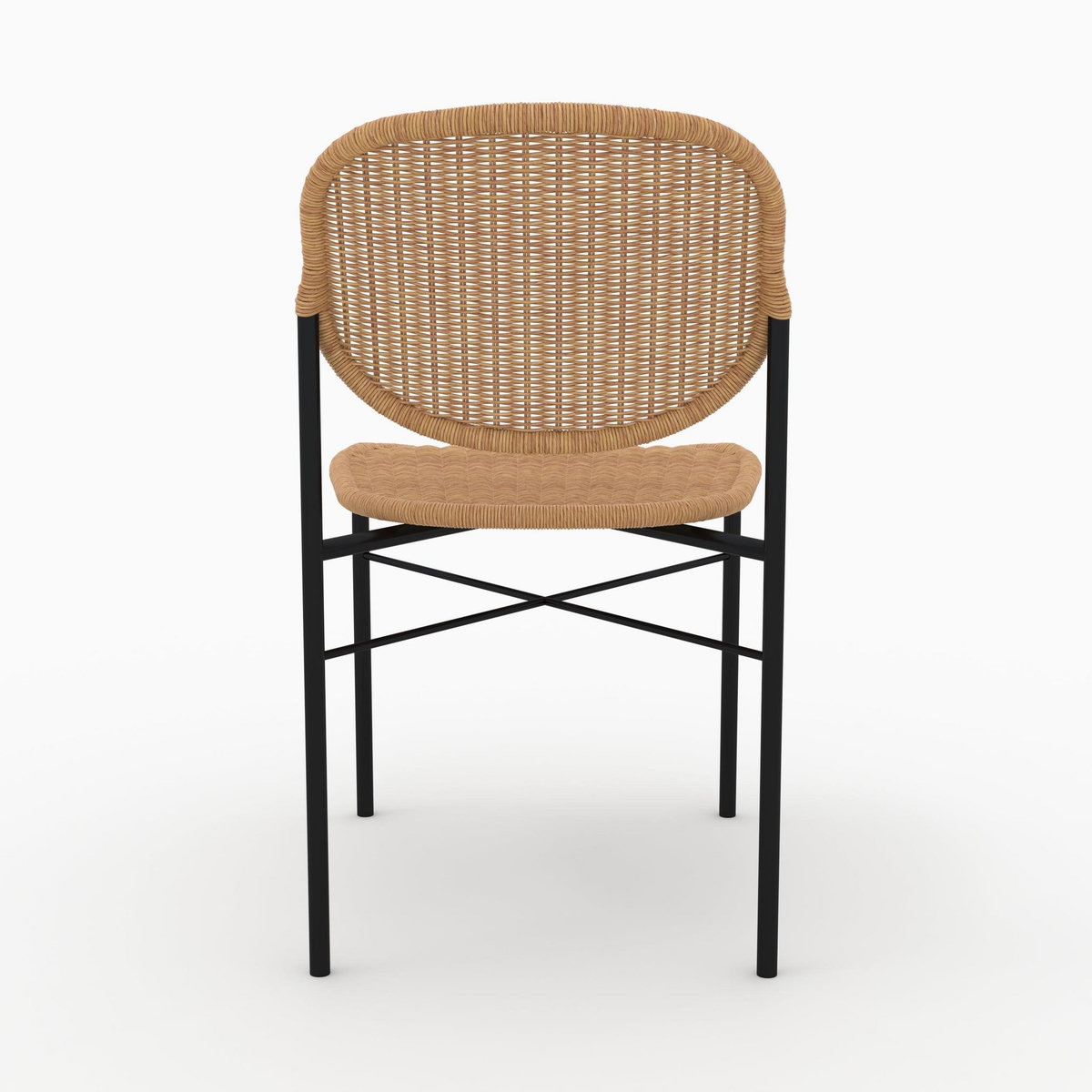 Rendez vous déco Lot de 2 chaises en résine tressée naturelle et pieds en métal - Messa