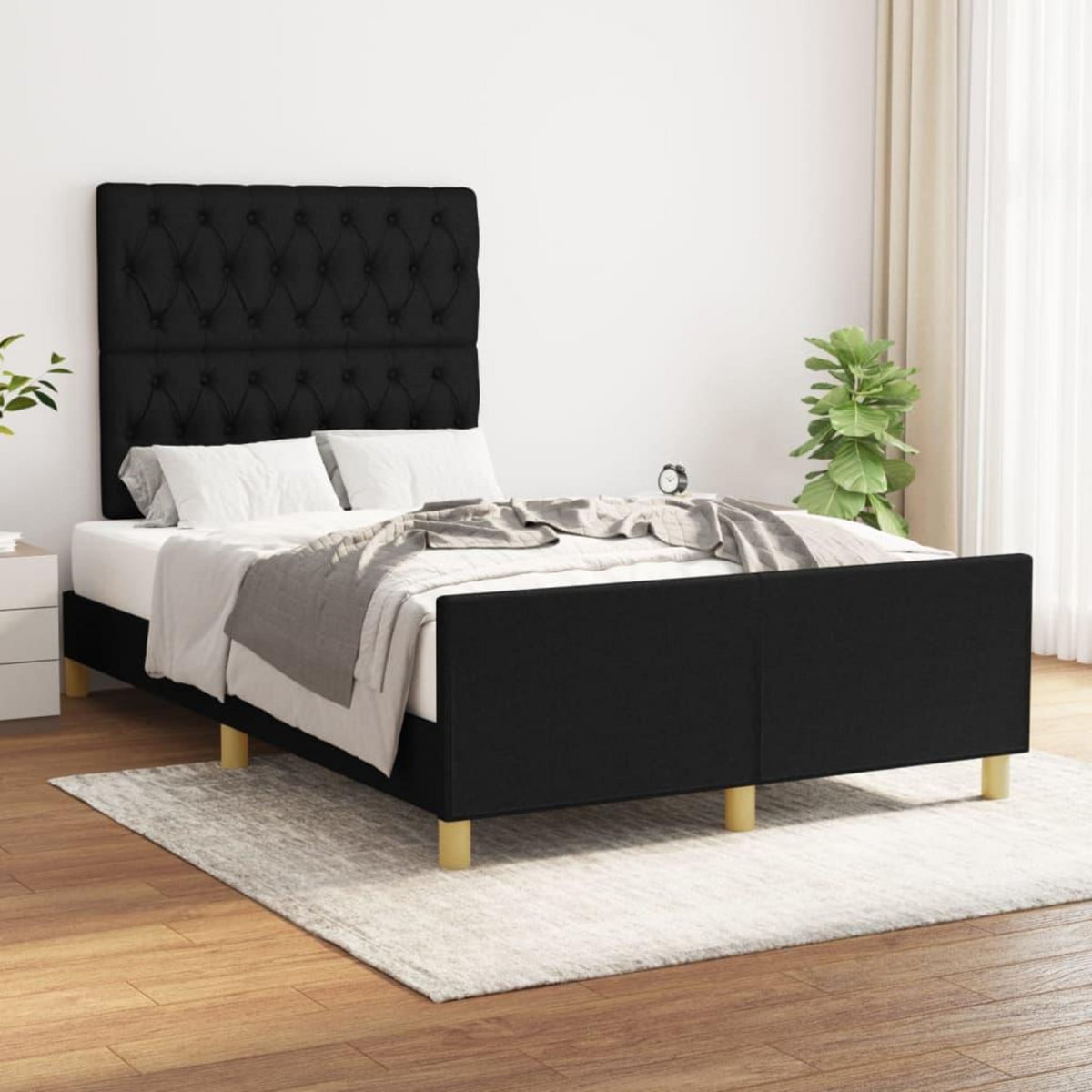 VIDAXL Cadre de lit sans matelas noir 120x200 cm tissu