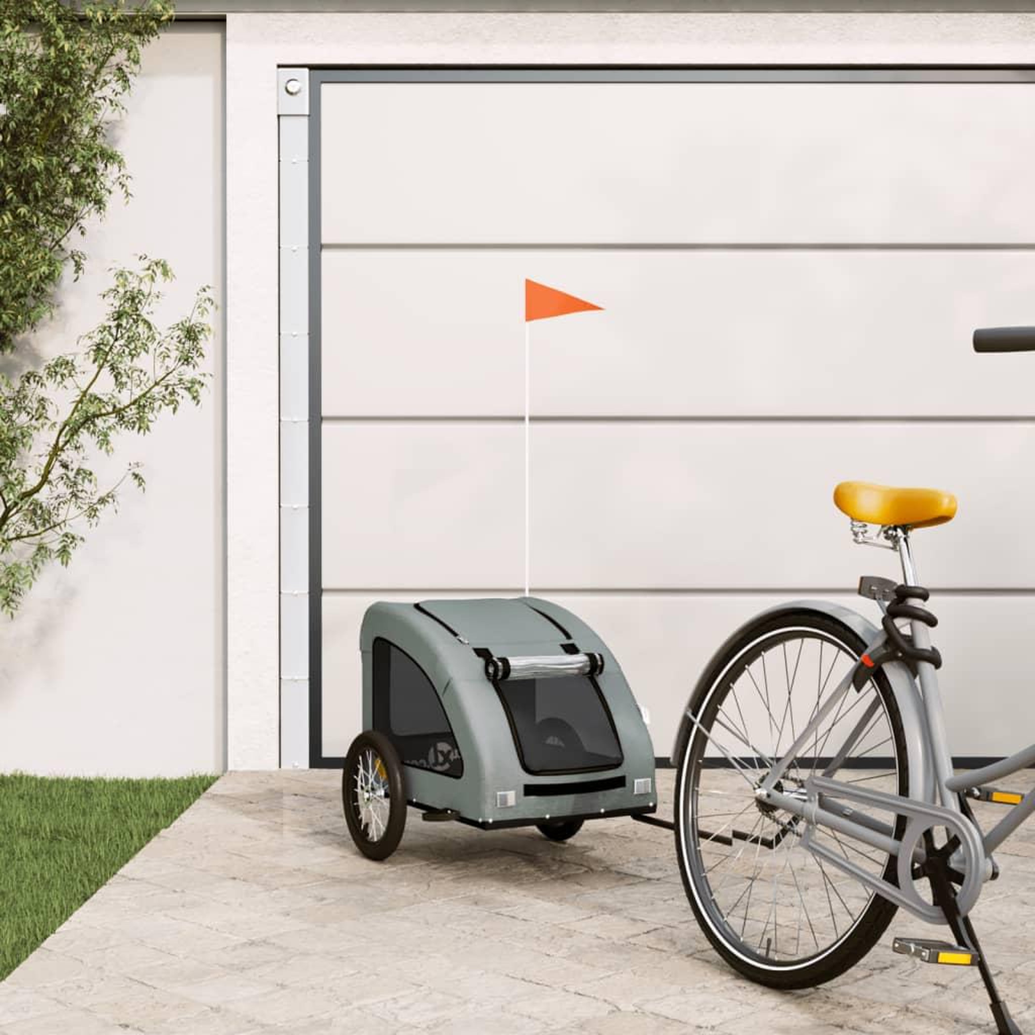 VIDAXL Remorque de velo pour animaux de compagnie gris