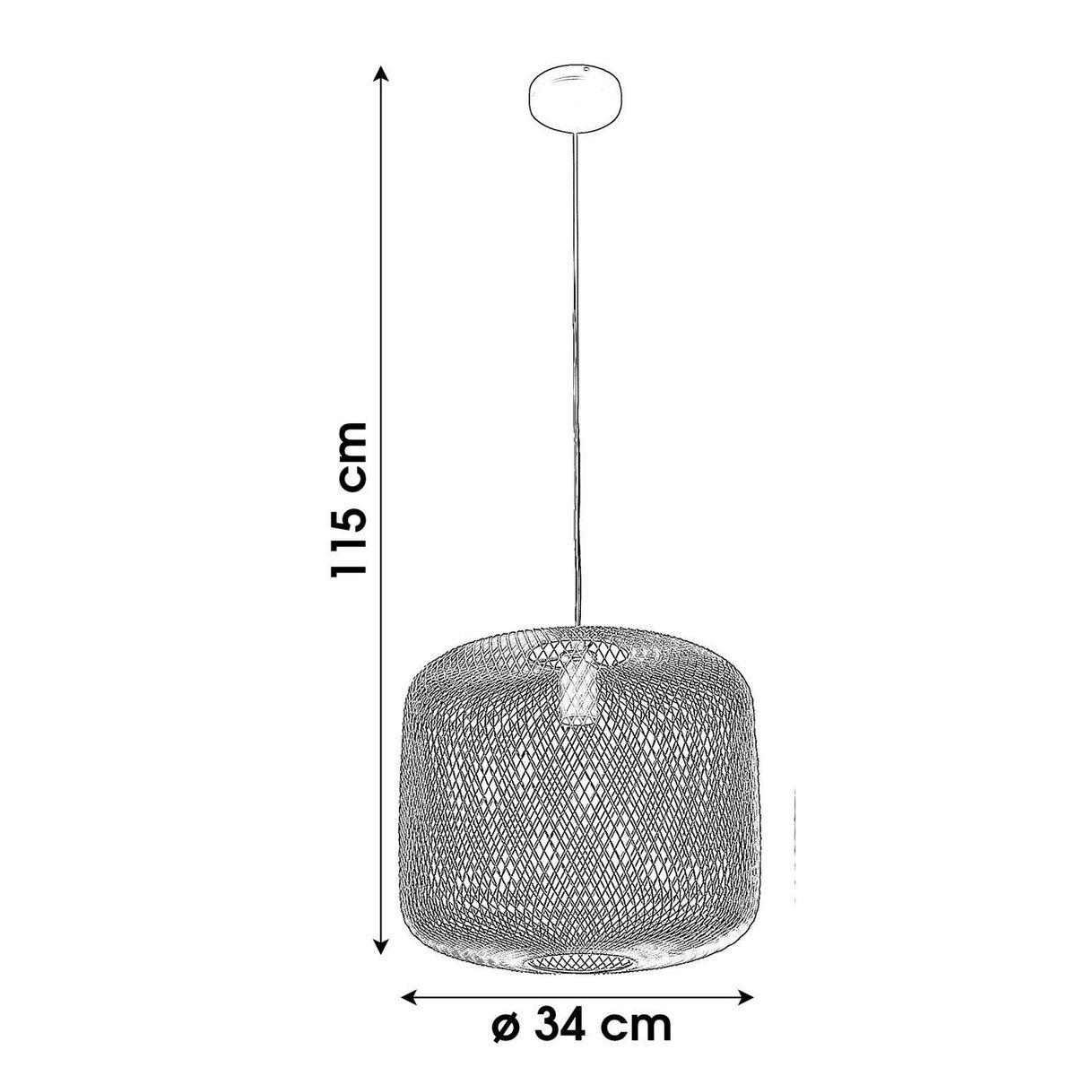 DIVERS Plafonnier design industriel en métal Spirit - H. 115 cm - Noir