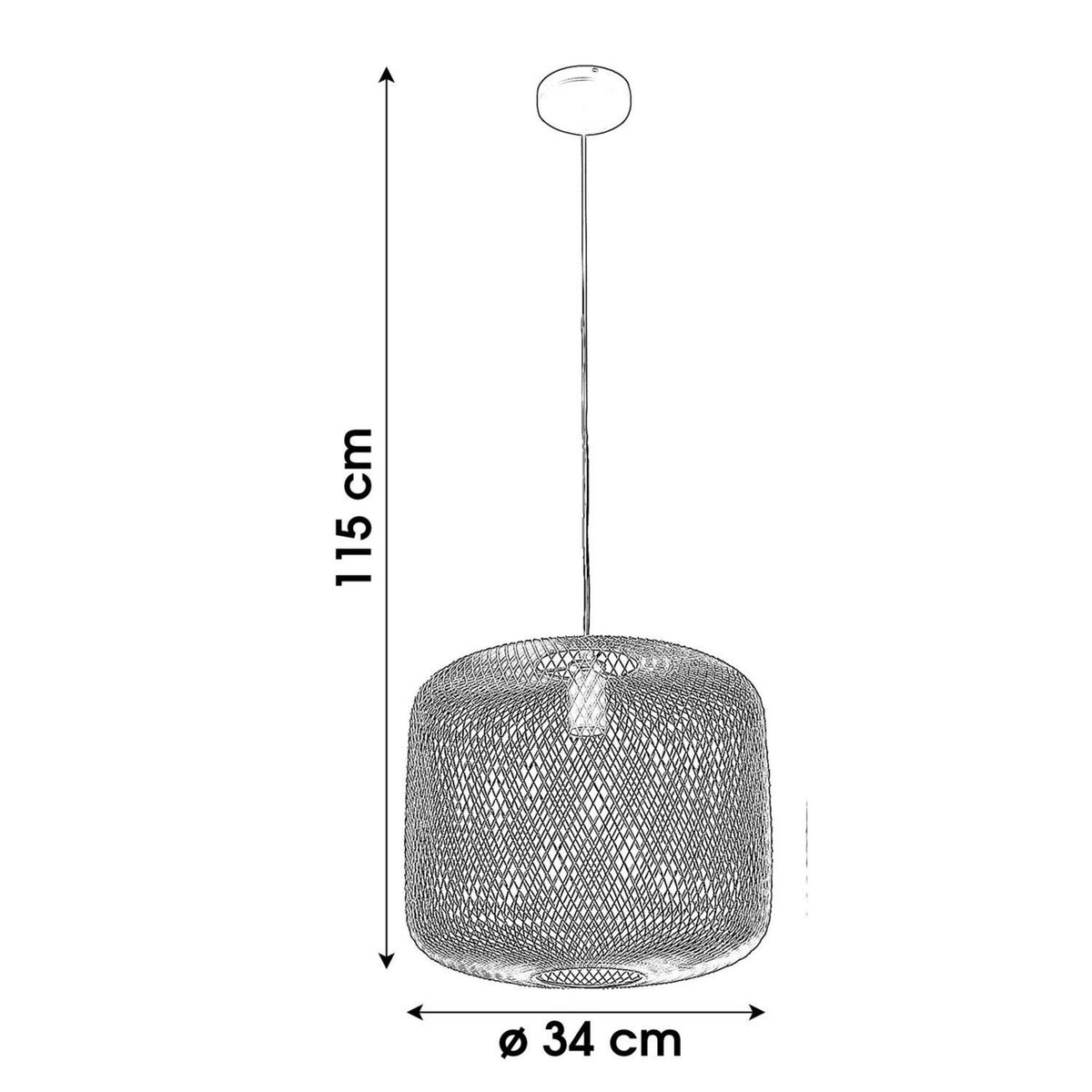 DIVERS Plafonnier design industriel en métal Spirit - H. 115 cm - Noir