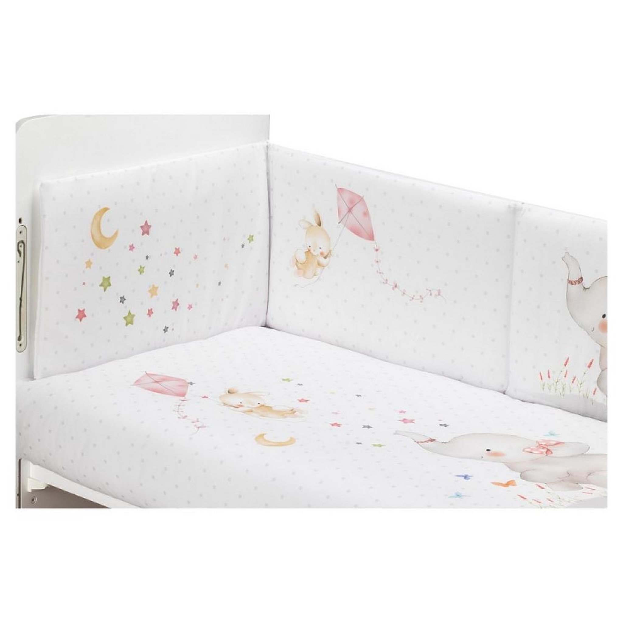 Voir la diapositive 2 : INTERBABY Parure Lit Bébé Amovible Elephant - Rose