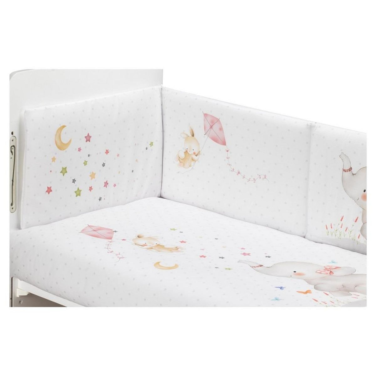 INTERBABY Parure Lit Bébé Amovible Elephant - Rose