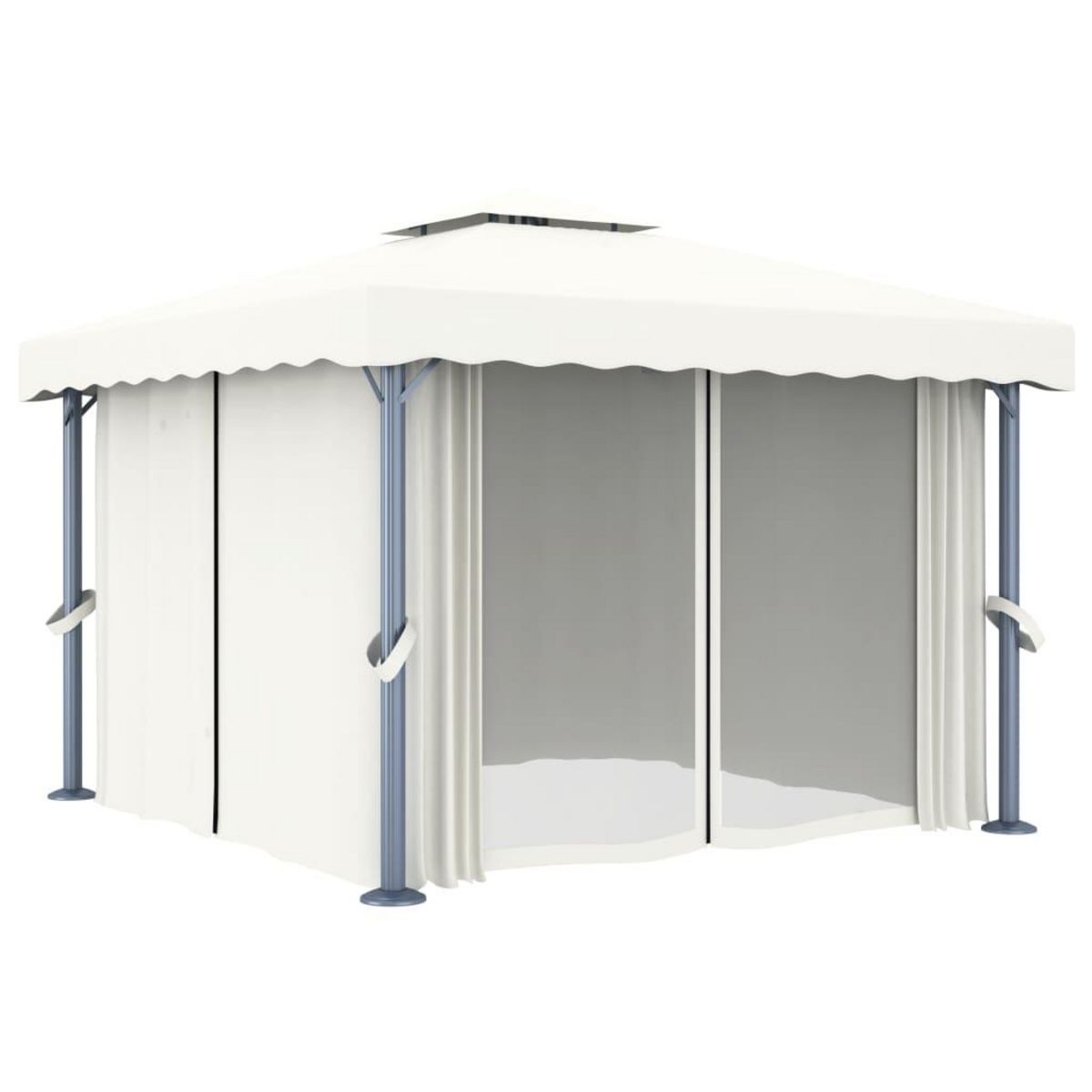 VIDAXL Tonnelle avec rideau 3x3 m Blanc creme Aluminium