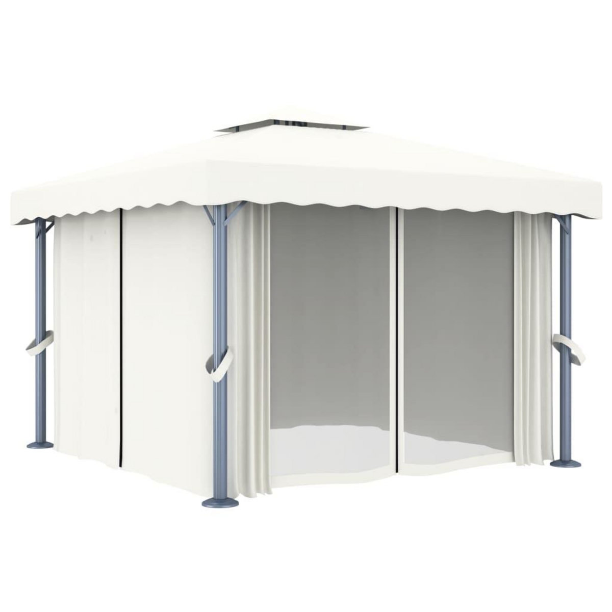 VIDAXL Tonnelle avec rideau 3x3 m Blanc creme Aluminium