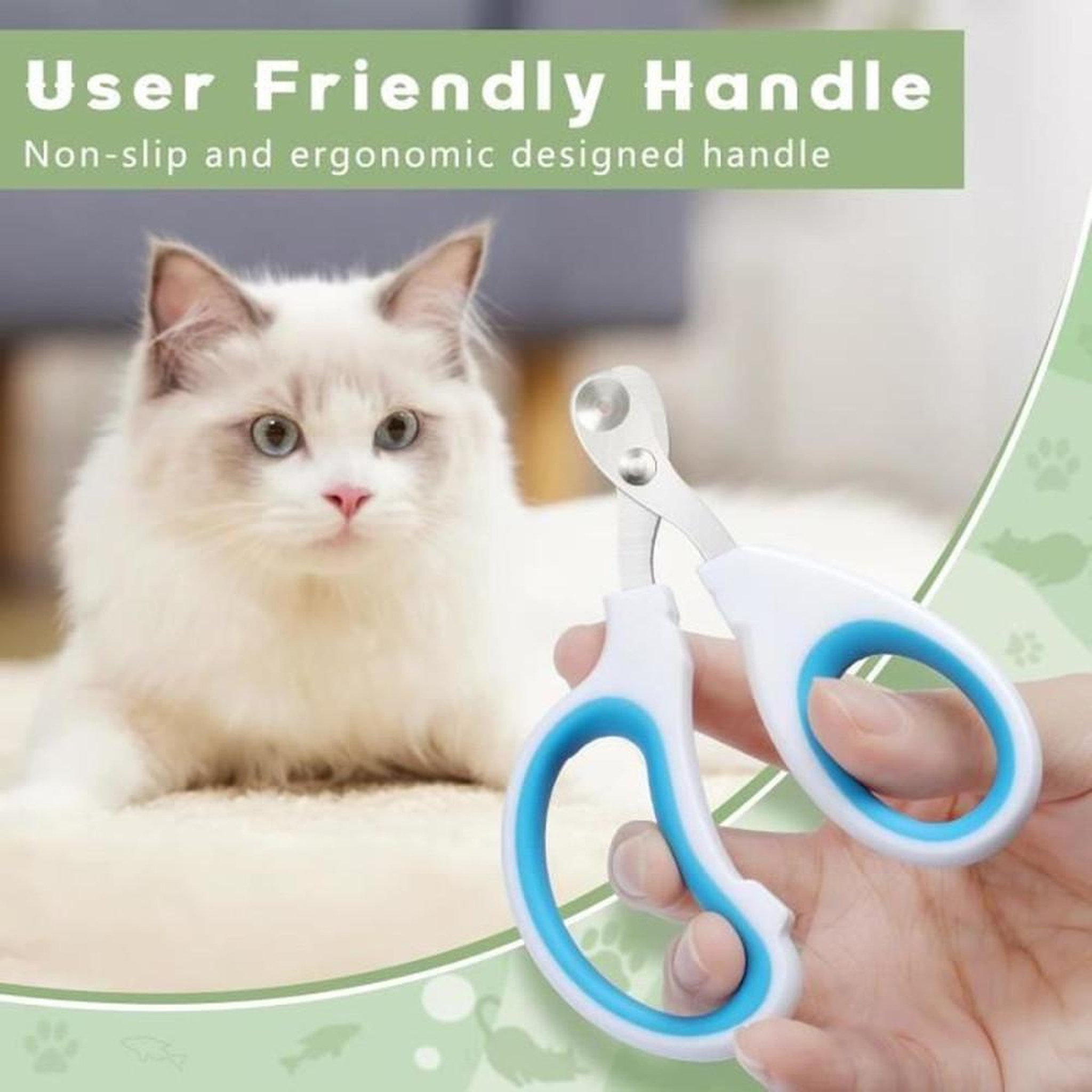 Voir la diapositive 2 : Coupe-ongles professionnel blanc avec trou de positionnement pour chats, petits chiens, lapins et chatons