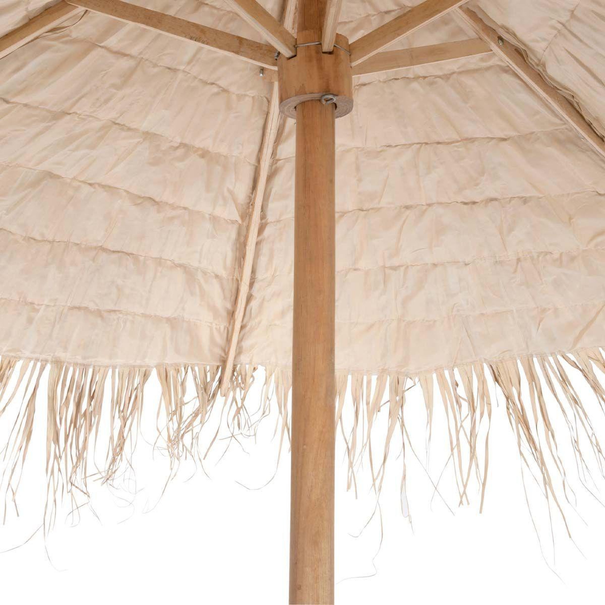 Voir la diapositive 3 : J-LINE Parasol en bois  paille  290cm naturel