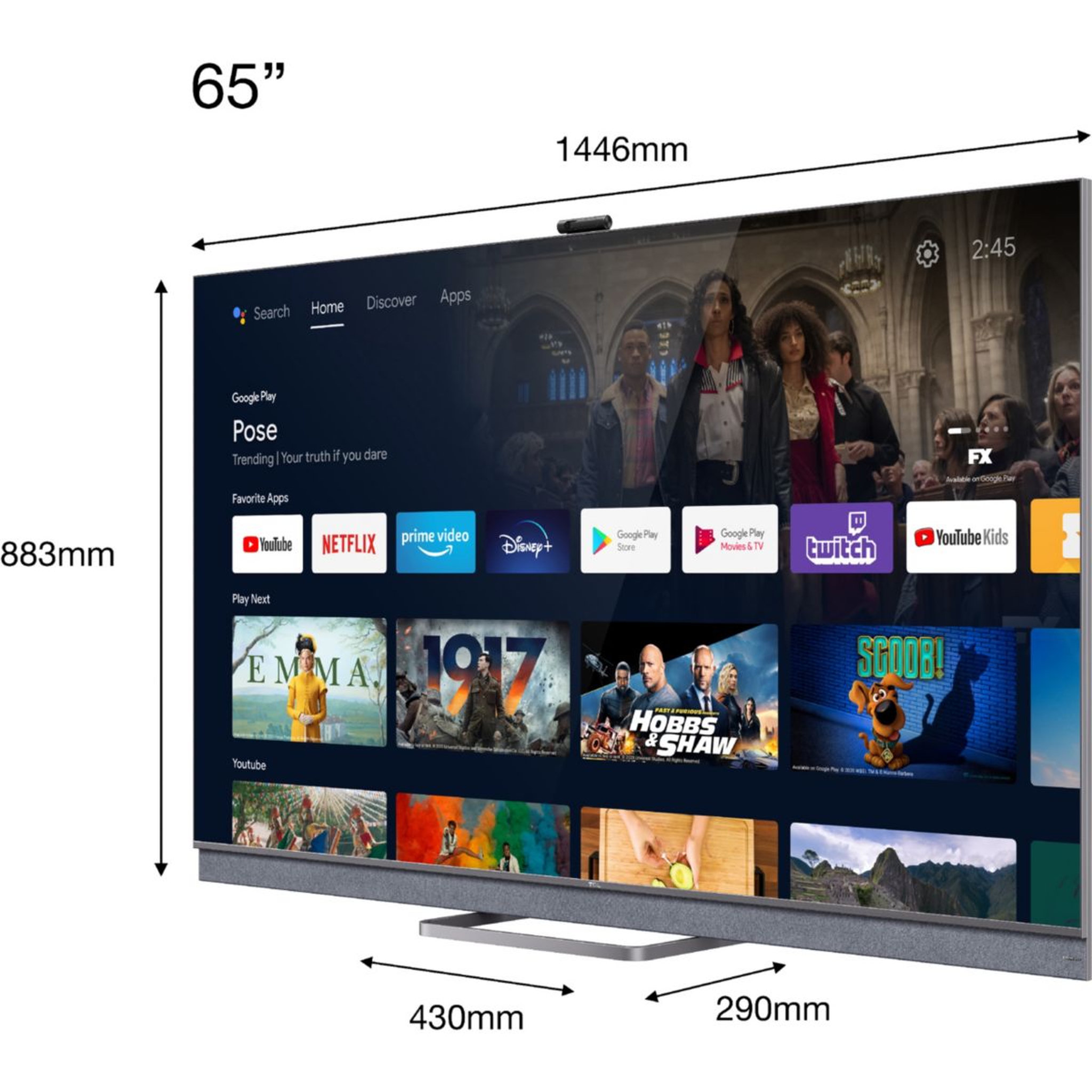 Voir la diapositive 6 : TCL TV QLED 65C825 Mini Led Android TV