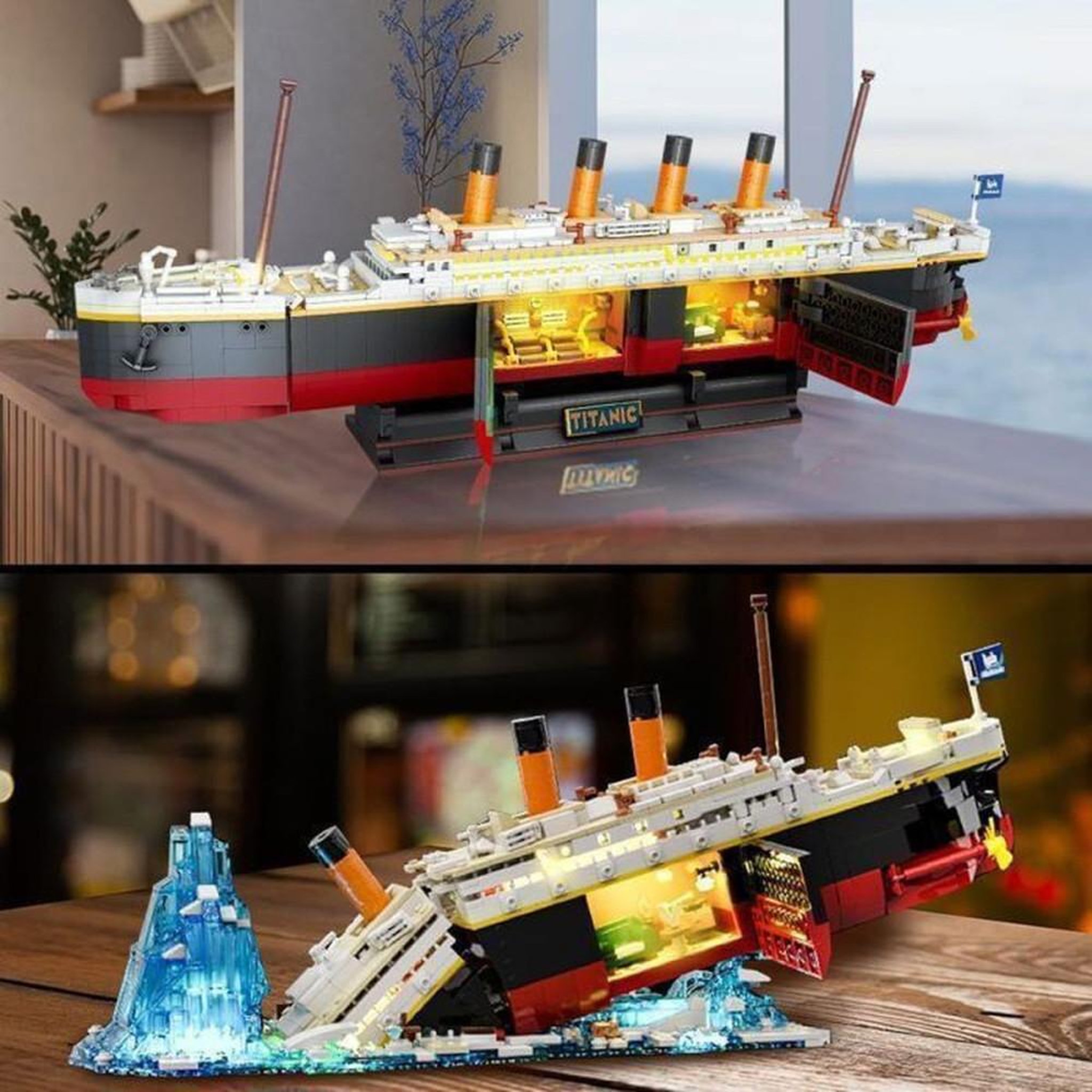 Voir la diapositive 6 : Kit de construction 2-en-1 Titanic INSOON avec éclairage LED, 1883 mini blocs ABS 3,6 mm, maquette d'épave