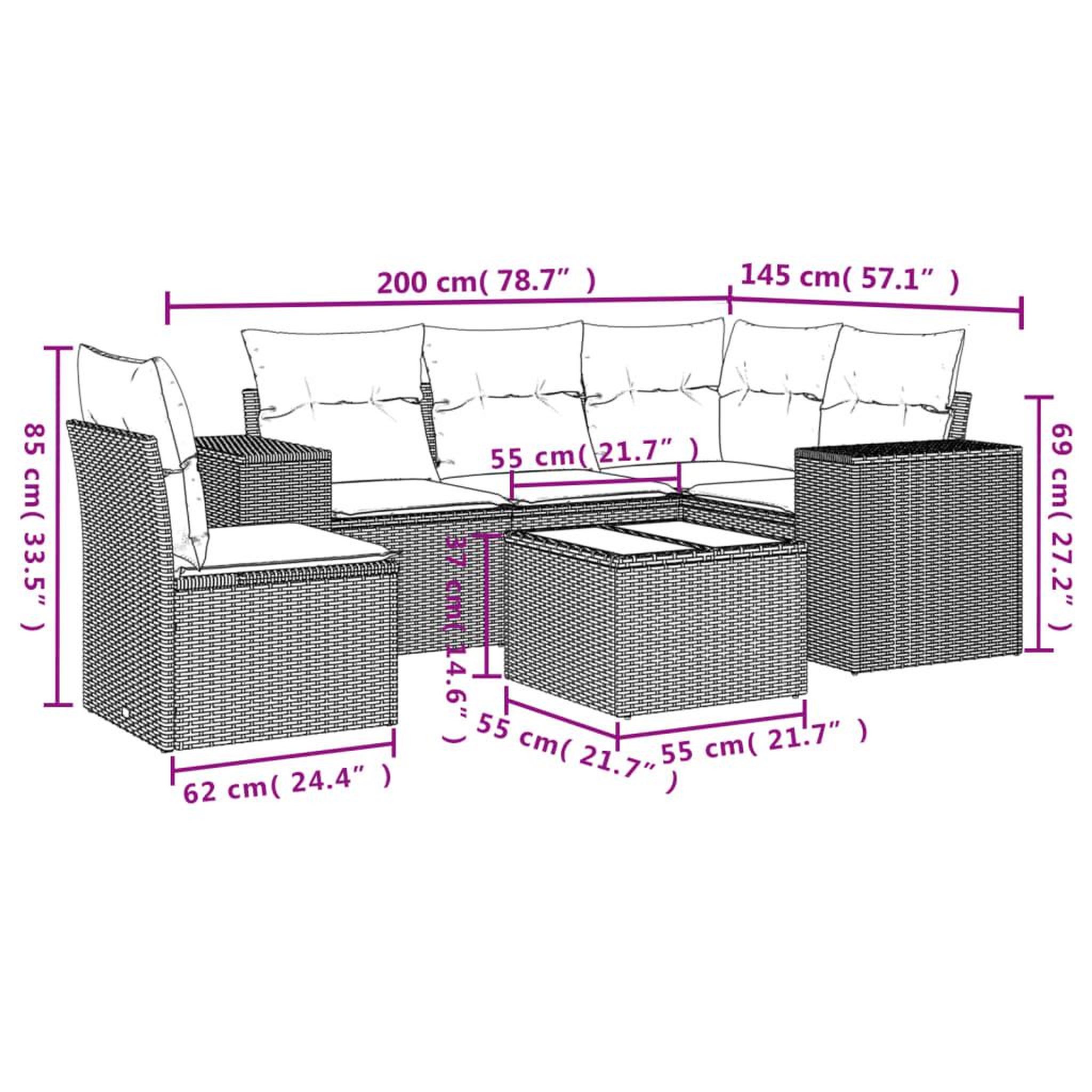 Voir la diapositive 4 : VIDAXL Salon de jardin 6 pcs avec coussins gris clair resine tressee