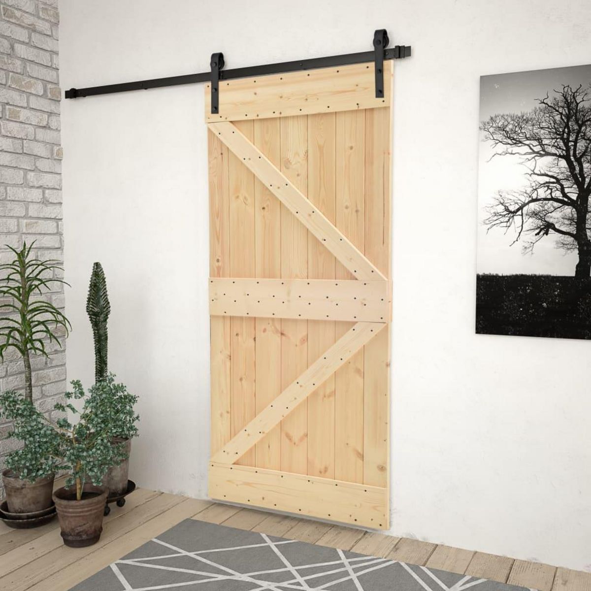 VIDAXL Porte coulissante et kit de quincaillerie 100x210 cm Pin massif