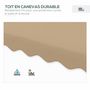 Voir la diapositive 4 : OUTSUNNY Parasol déporté carré pied en croix double toit lambrequin vague douce kaki