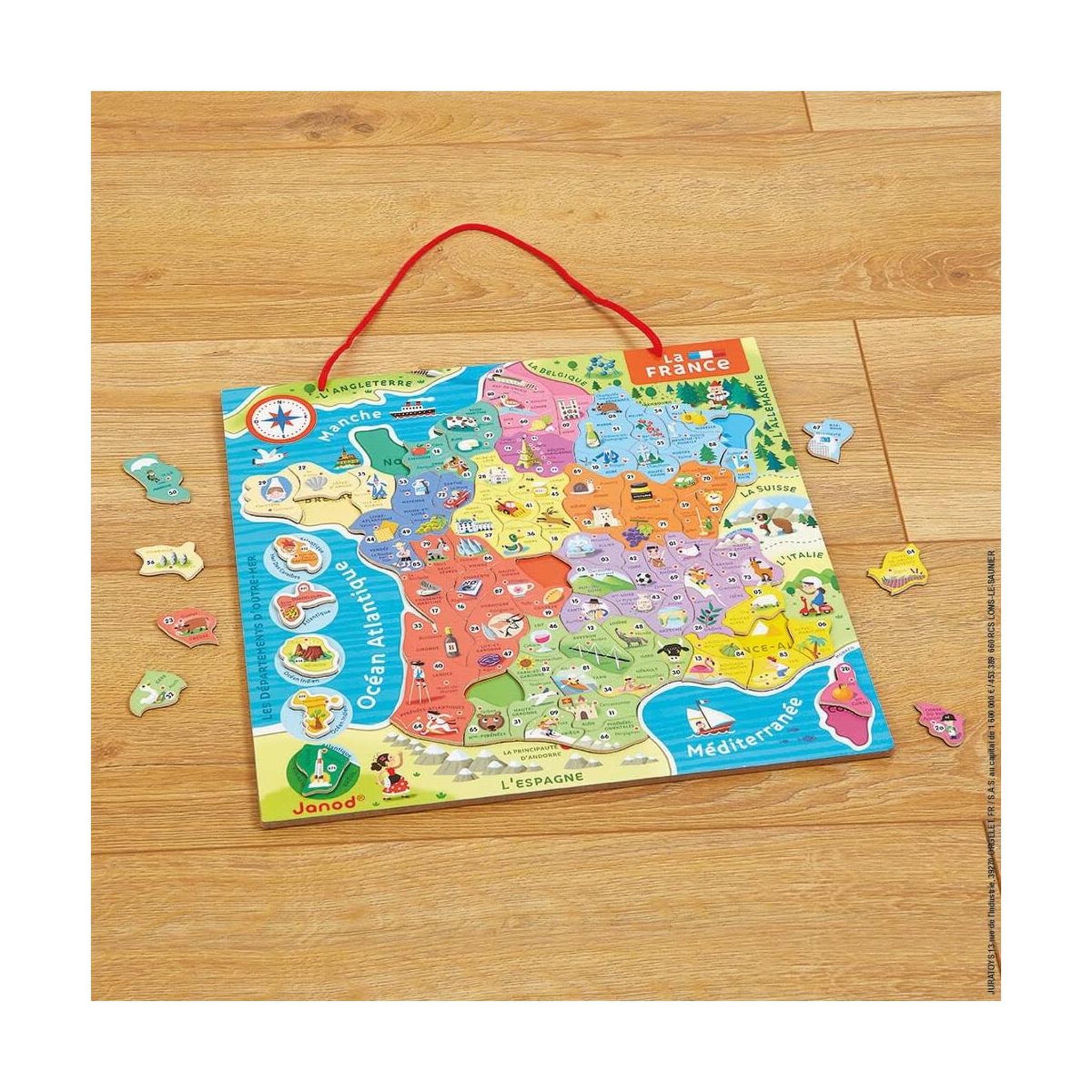 Voir la diapositive 2 : JANOD Puzzle magnetique France 93 pcs