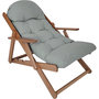 Voir la diapositive 1 : HOMCOM Fauteuil chaise pliable et inclinable en bois grand confort avec coussin capitonné épais - dim. 71I x 89P x 96H cm - gris