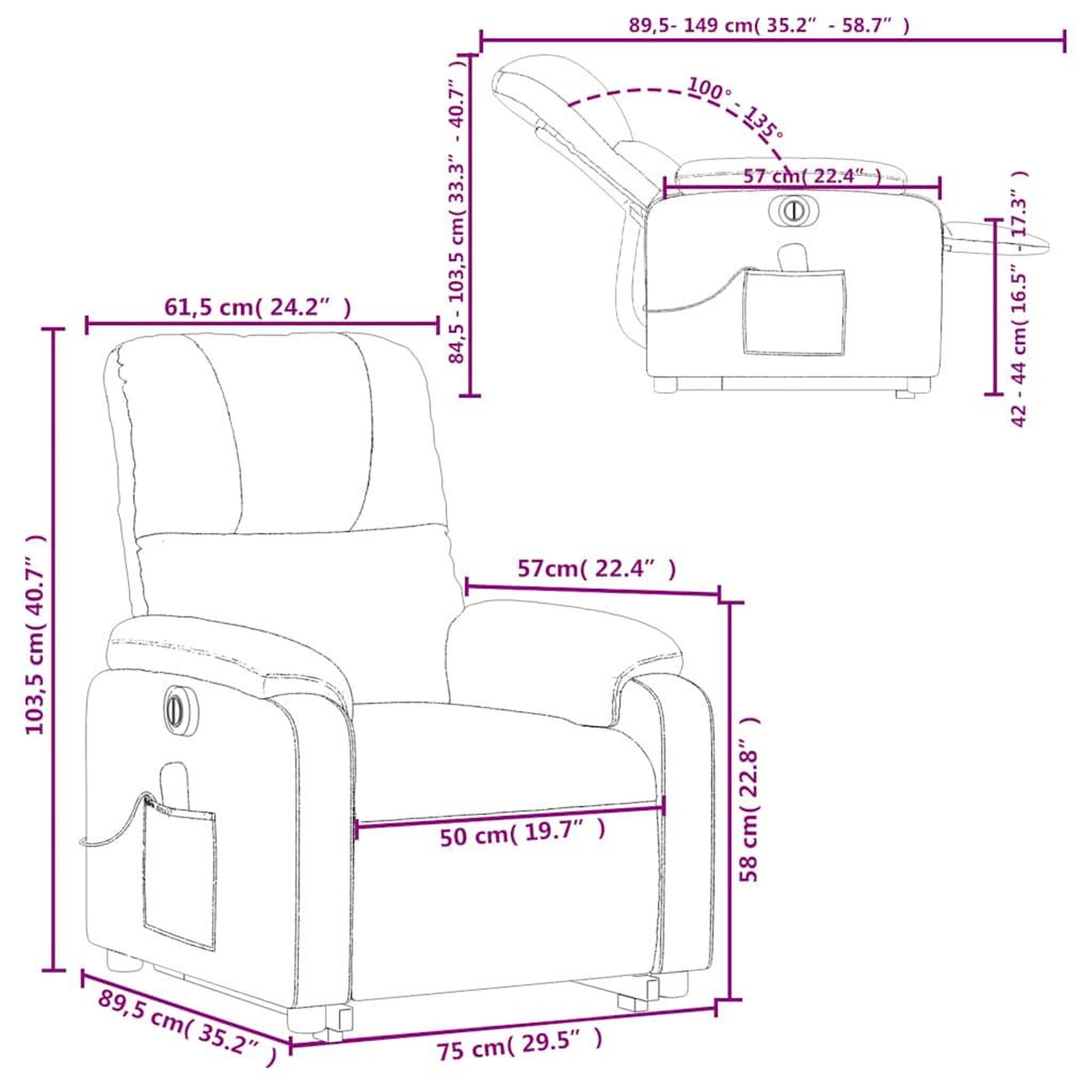 Voir la diapositive 6 : VIDAXL Fauteuil inclinable de massage electrique taupe