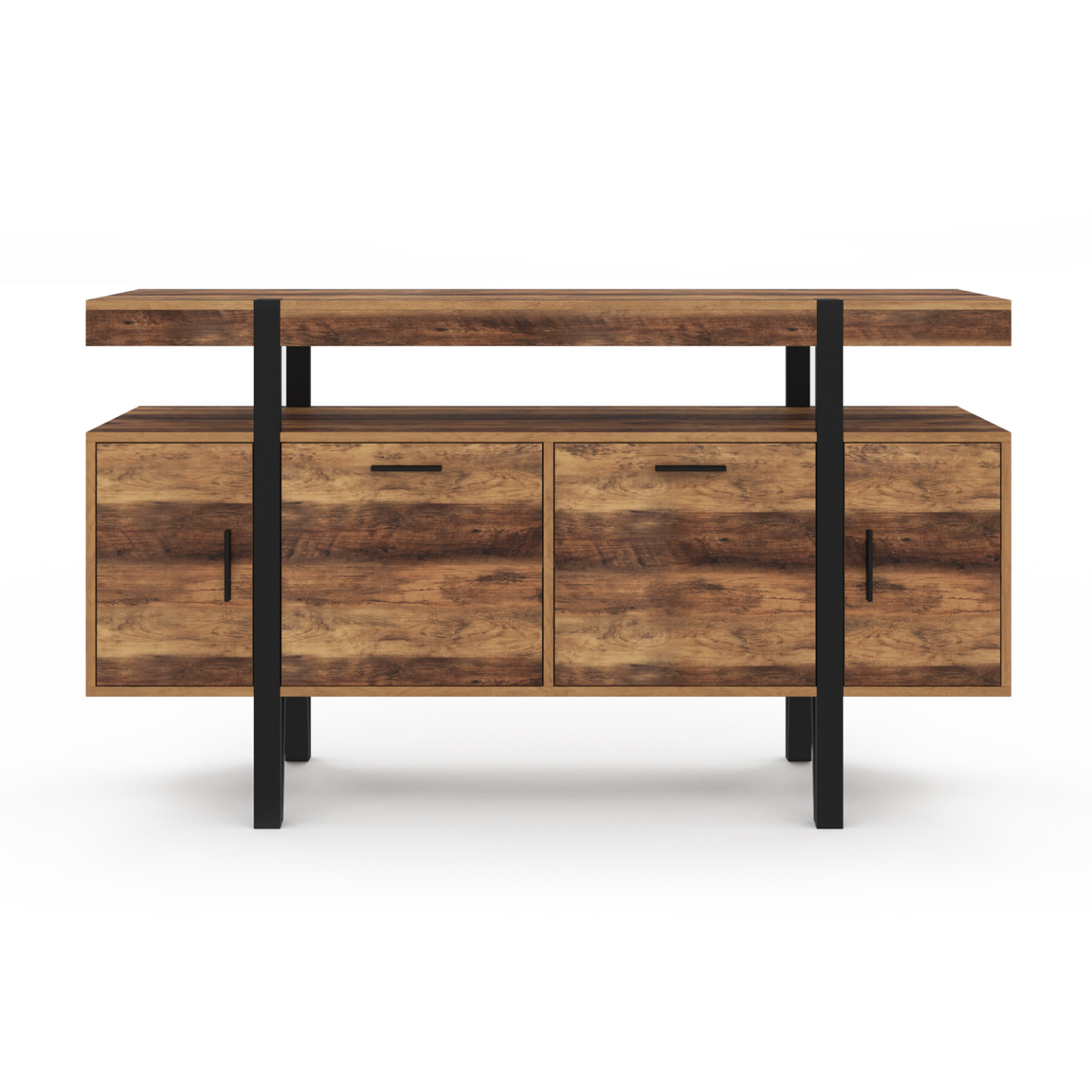 Voir la diapositive 3 : ID MARKET Buffet 140 cm austria 4 portes pieds épingle