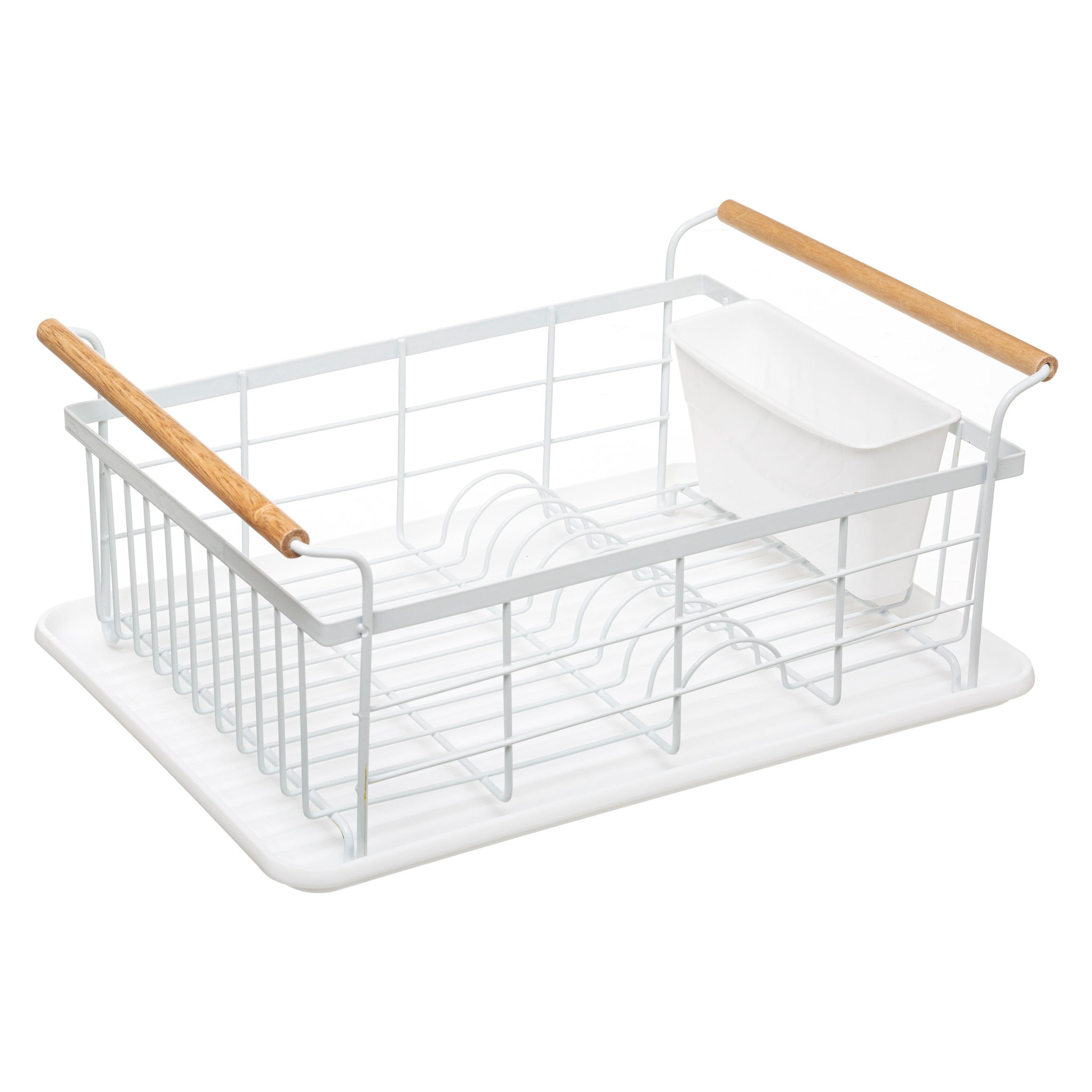 Egouttoir en métal et en bois blanc