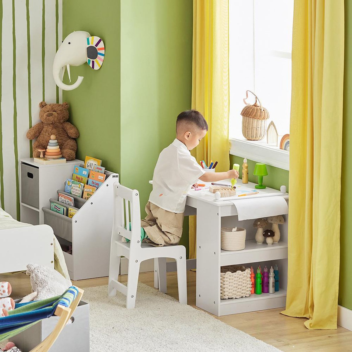 SOBUY SoBuy - Ensemble Table Et Chaise Enfant avec 2 étagères - Nordique - KMB60