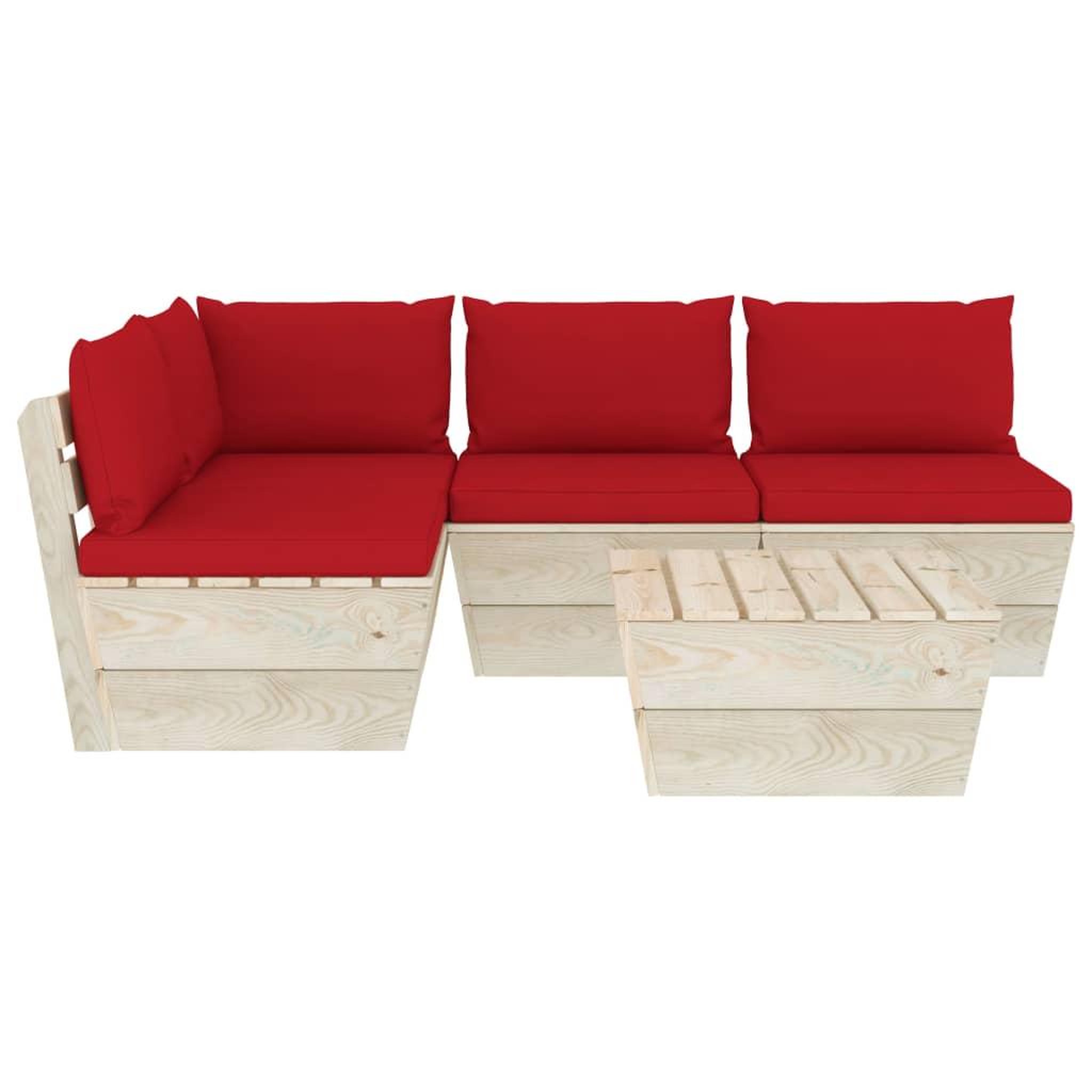 Voir la diapositive 3 : VIDAXL Salon de jardin palette 5 pcs avec coussins bois d'epicea