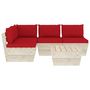 Voir la diapositive 3 : VIDAXL Salon de jardin palette 5 pcs avec coussins bois d'epicea