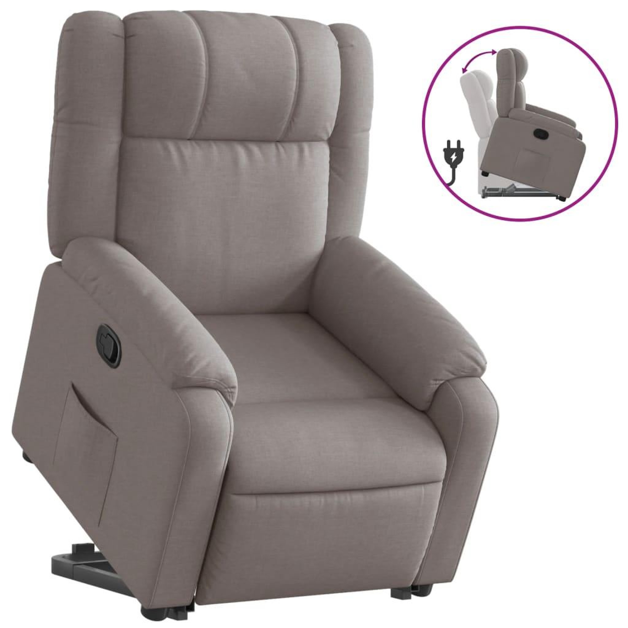 Voir la diapositive 2 : VIDAXL Fauteuil inclinable taupe tissu
