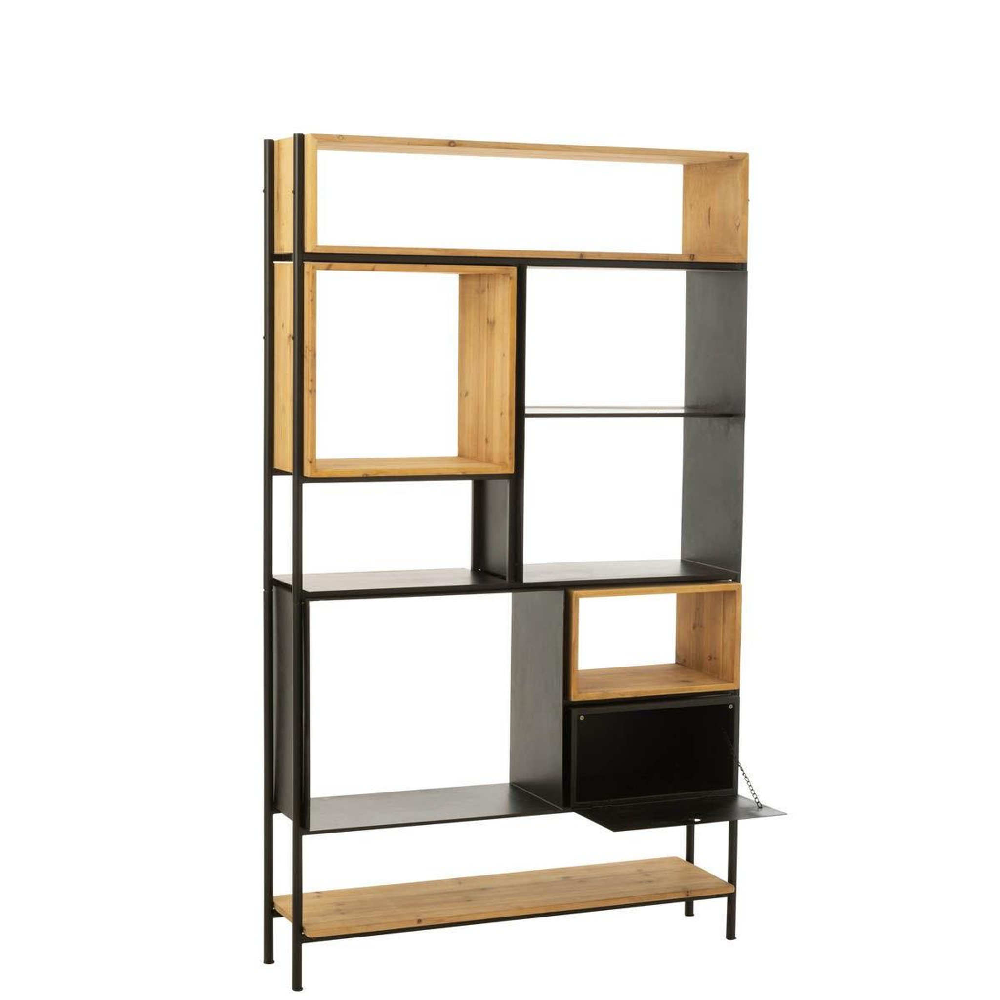 Voir la diapositive 5 : J-LINE Étagère en Bois  Tina  110cm Noir & Naturel