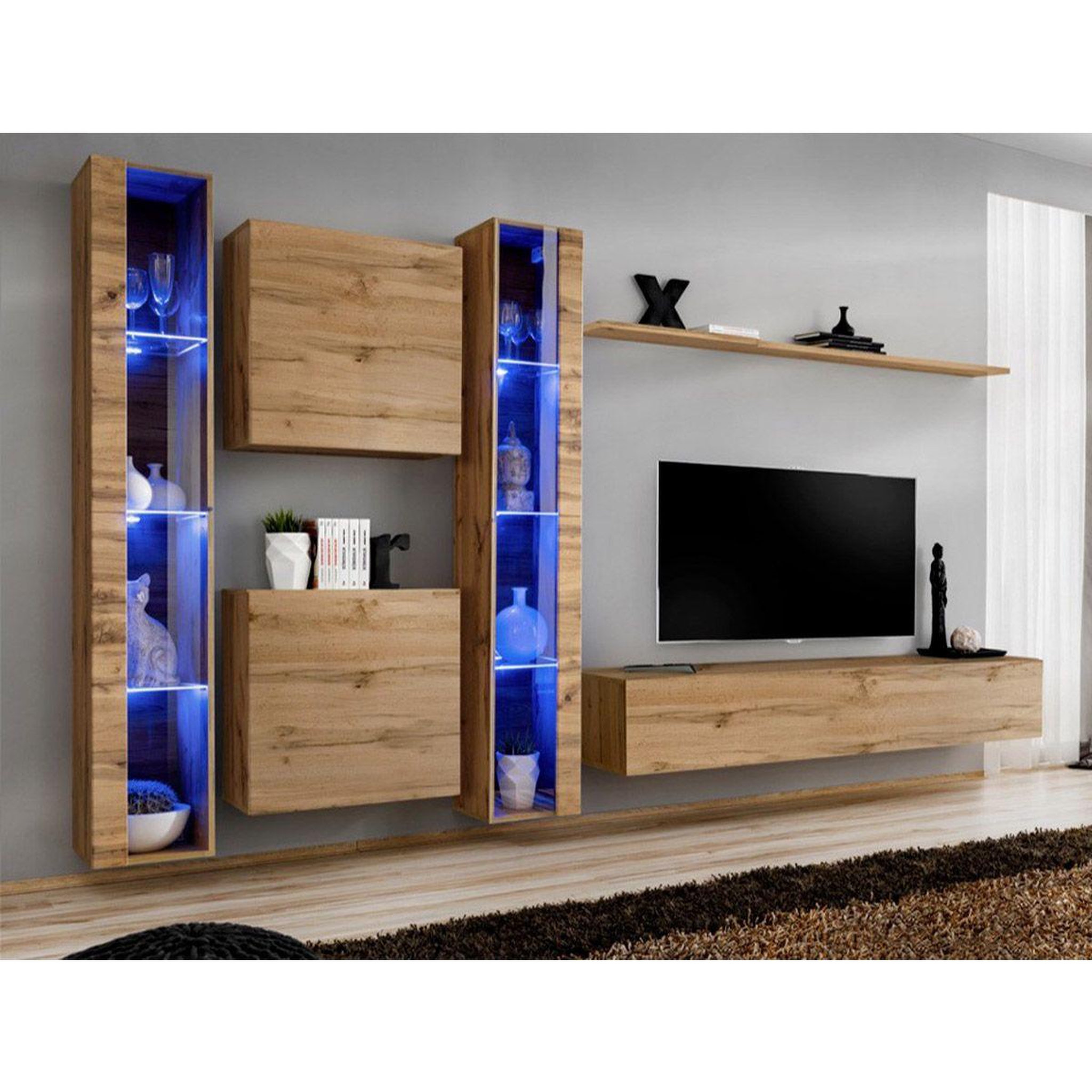 Paris Prix Meuble tv mural design  switch xvi  330cm naturel