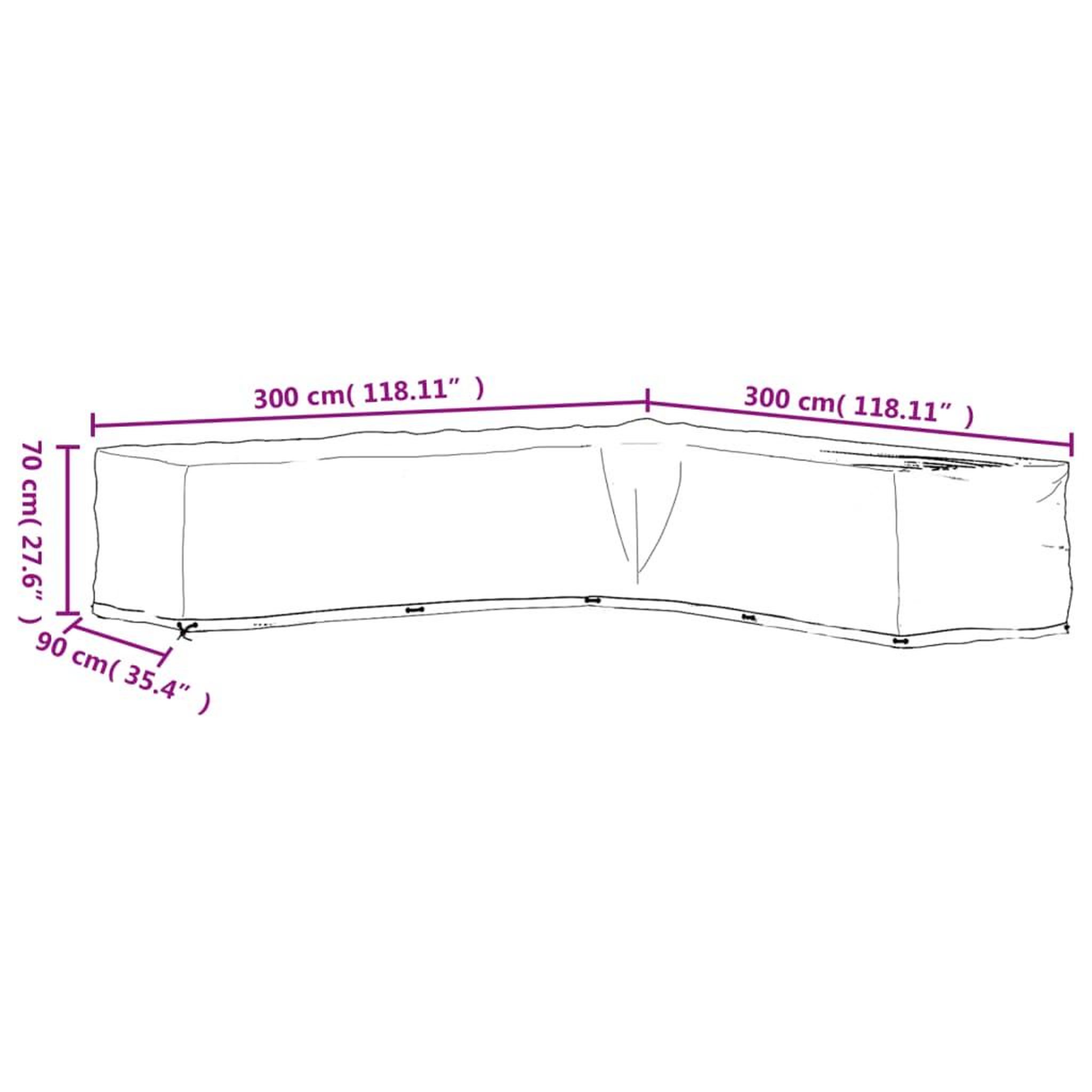 Voir la diapositive 6 : VIDAXL Housse de salon de jardin en forme de L 20 œillets 300x300x70cm
