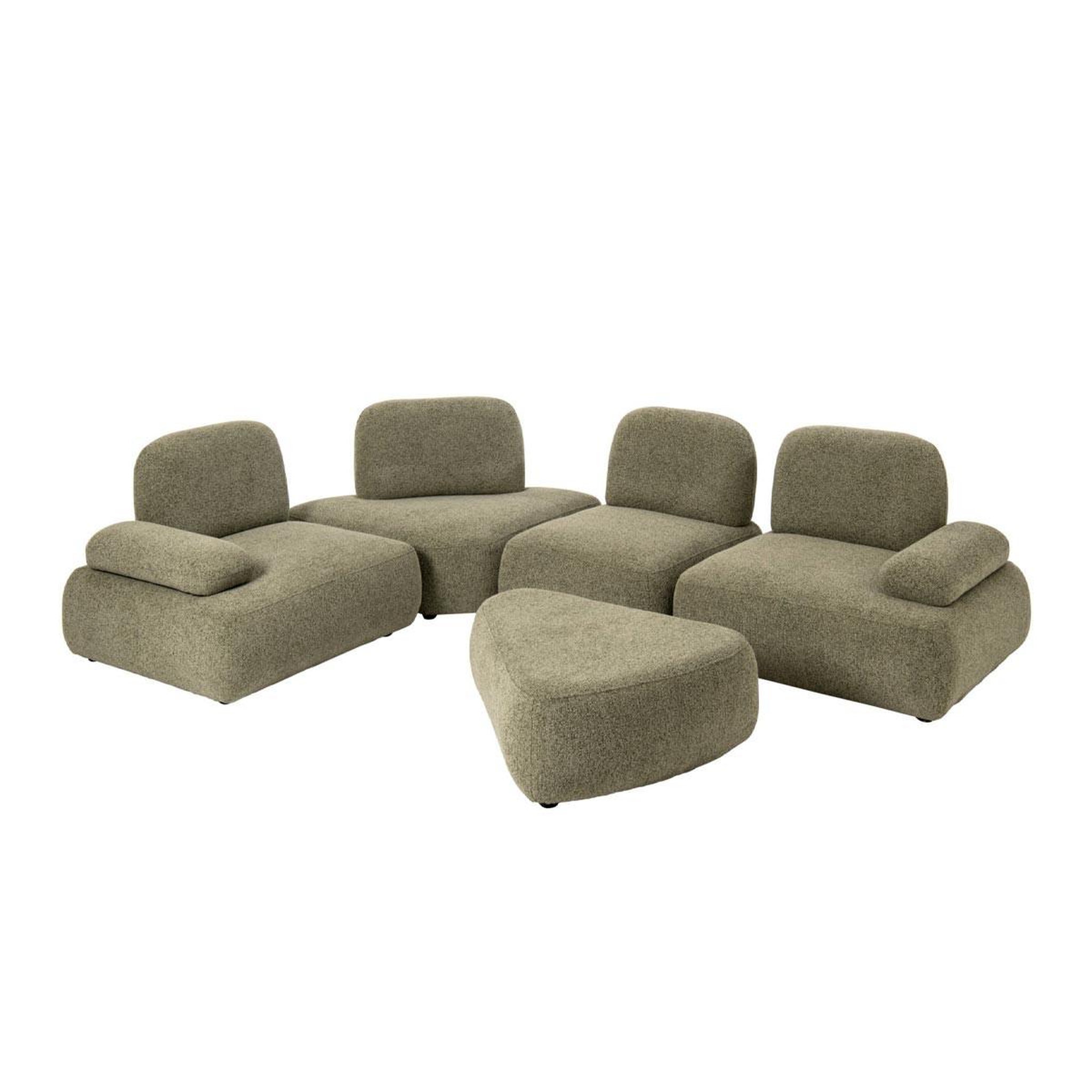 J-LINE Canapé modulable 5 éléments  olivia  152cm vert
