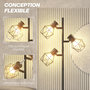 Voir la diapositive 5 : HOMCOM Lampadaire design industriel 3 ampoules max. 40W H.169 cm abat-jour cage métal noir