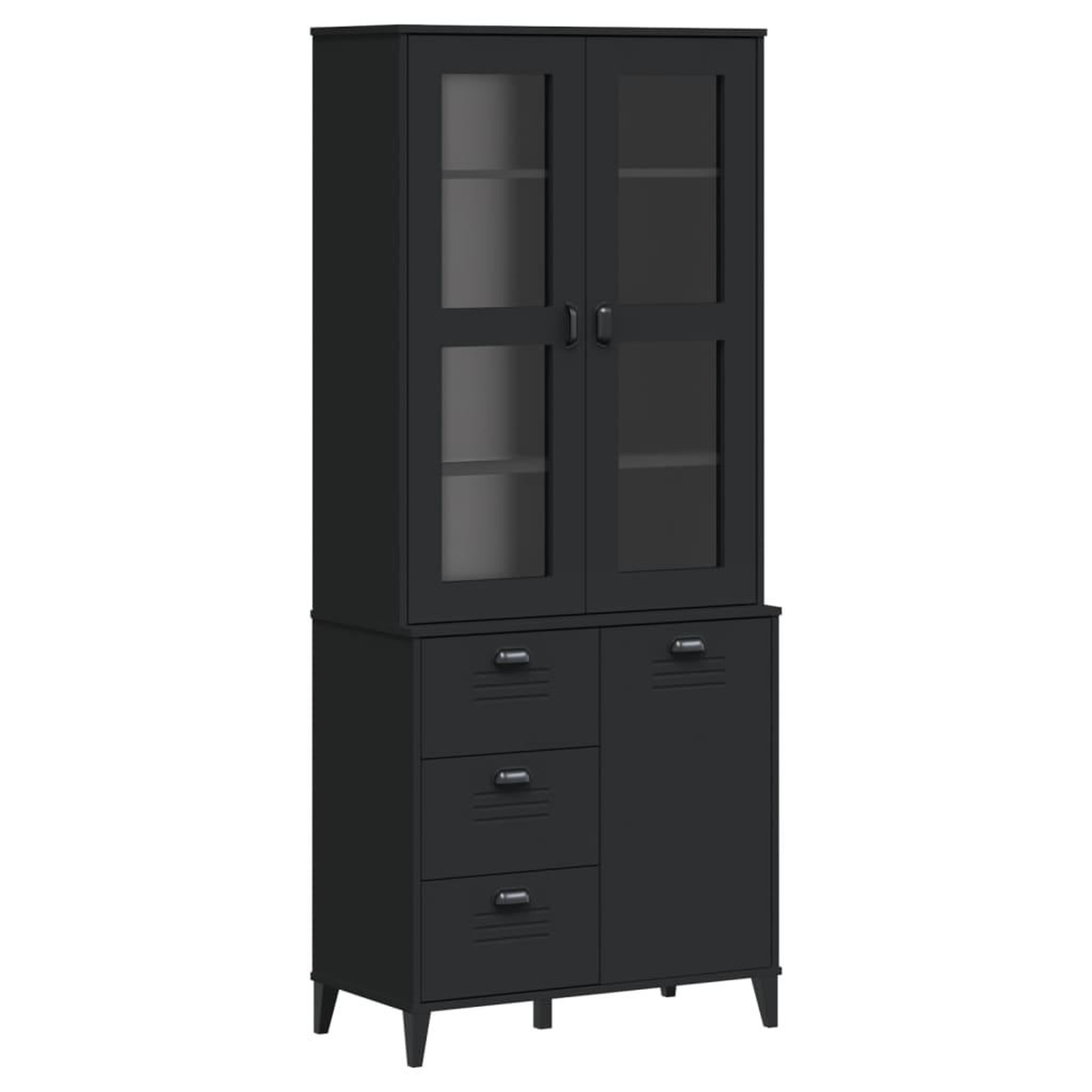 Voir la diapositive 2 : VIDAXL Buffet VIKEN noir 80x40x190 cm bois massif de pin