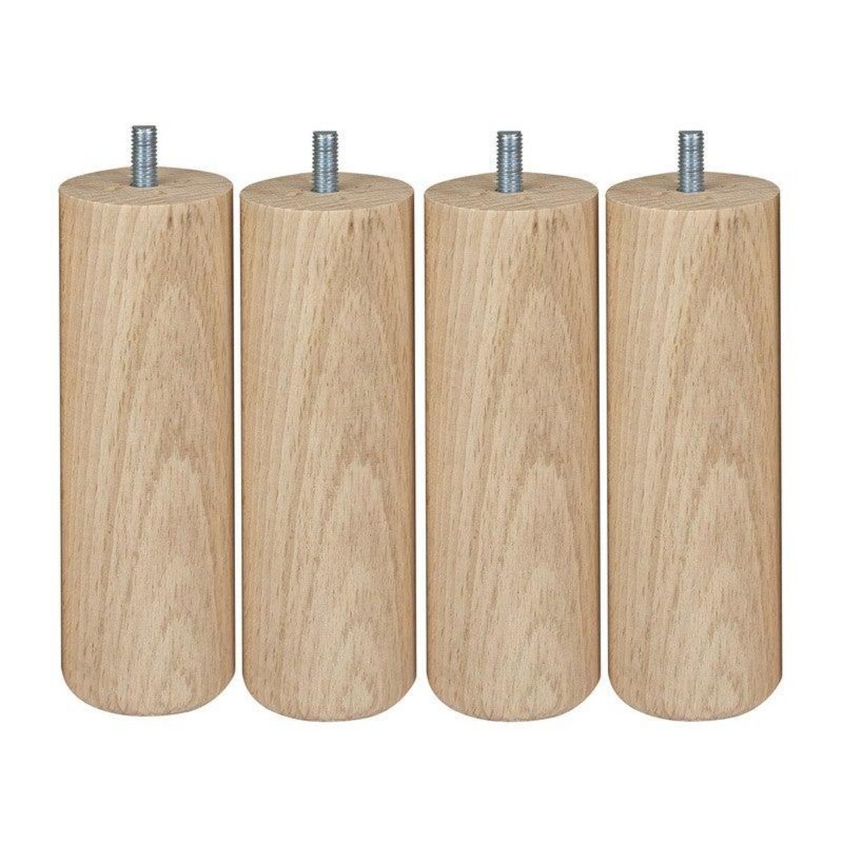 CIME Lot De 4 Pieds De Meuble Cylindrique 15Cm - Hêtre Brut Blanc/Beige